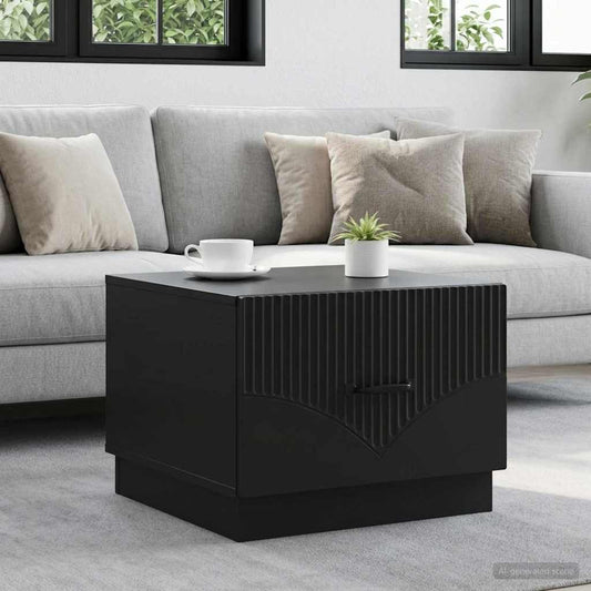 Coffee Table with Drawer Black 49 x 50 x 37 cm Engineered Wood