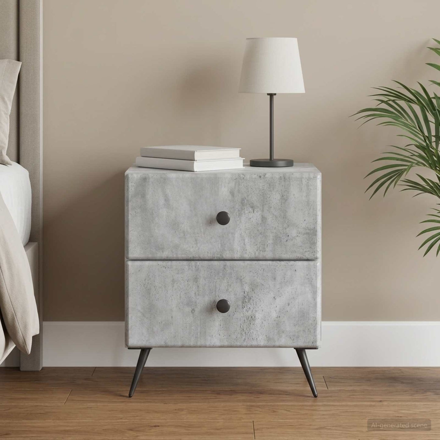 Bedside Cabinet with Drawer Concrete Grey 43 x 34.5 x 47.5 cm