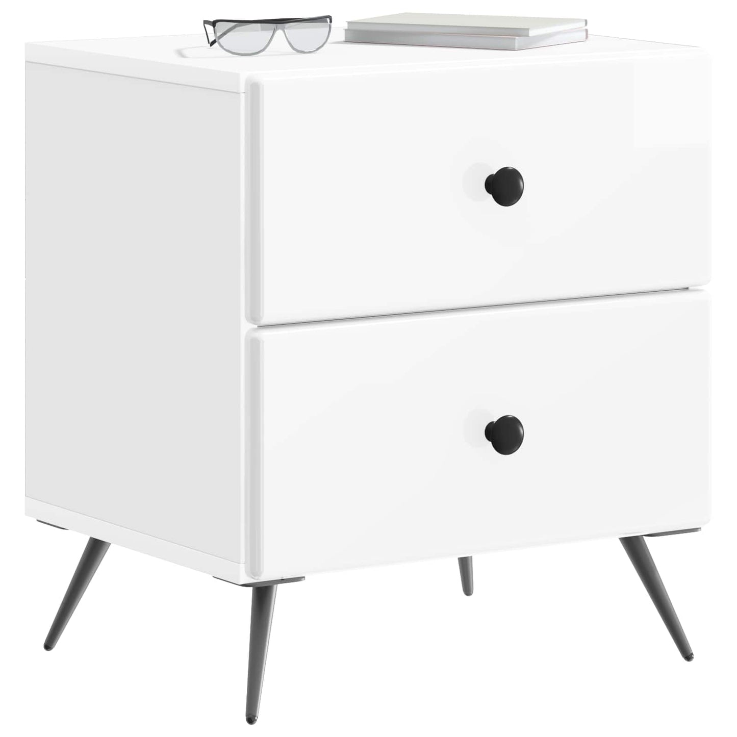 Bedside Cabinet High Gloss White 43 x 34.5 x 47.5 cm
