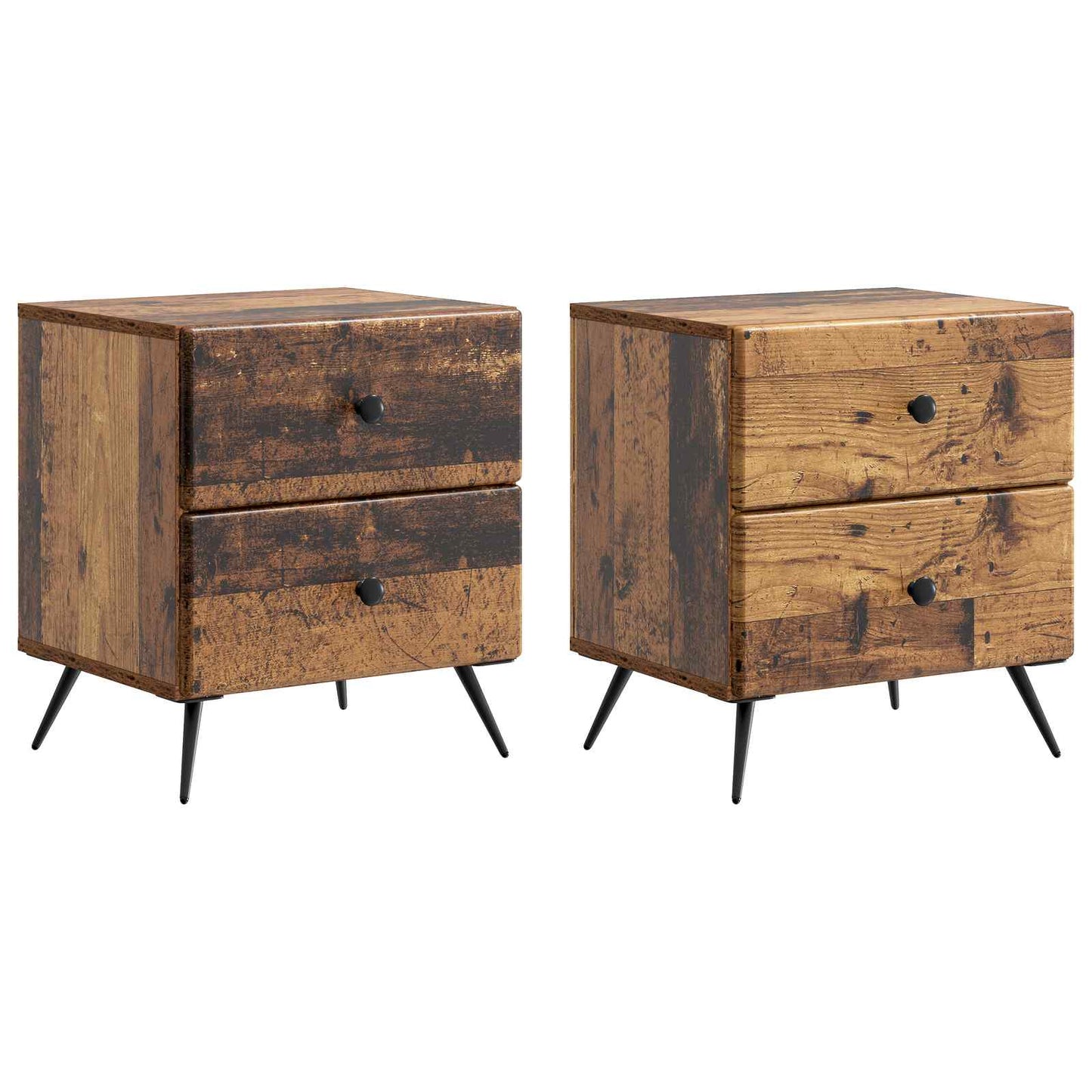 Bedside Cabinet with Drawer 2 pcs Old Wood 43 x 34.5 x 47.5 cm