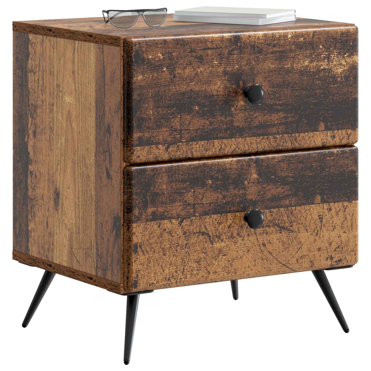 Bedside Cabinet with Drawer 2 pcs Old Wood 43 x 34.5 x 47.5 cm