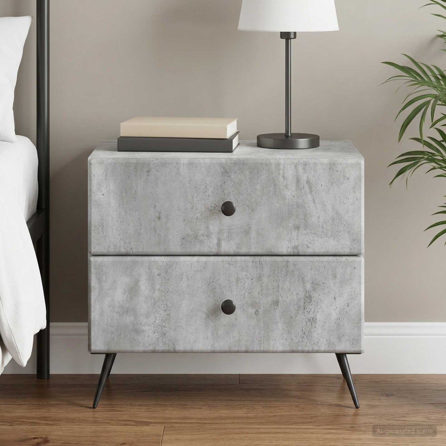 Bedside Cabinet with Drawer Concrete Grey 62 x 34.5 x 47.5 cm