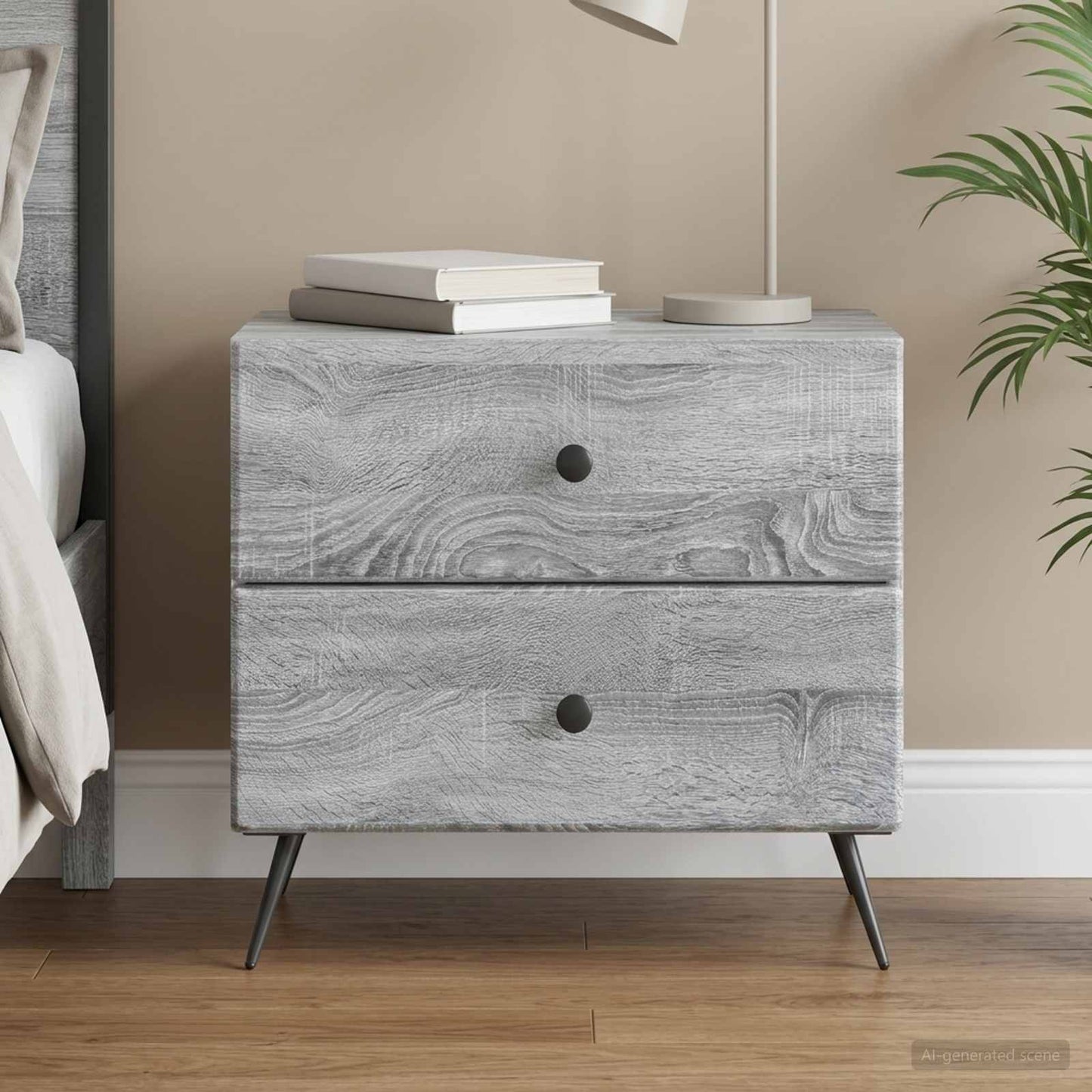 Bedside Cabinet Grey Sonoma 62 x 34.5 x 47.5 cm Engineered Wood