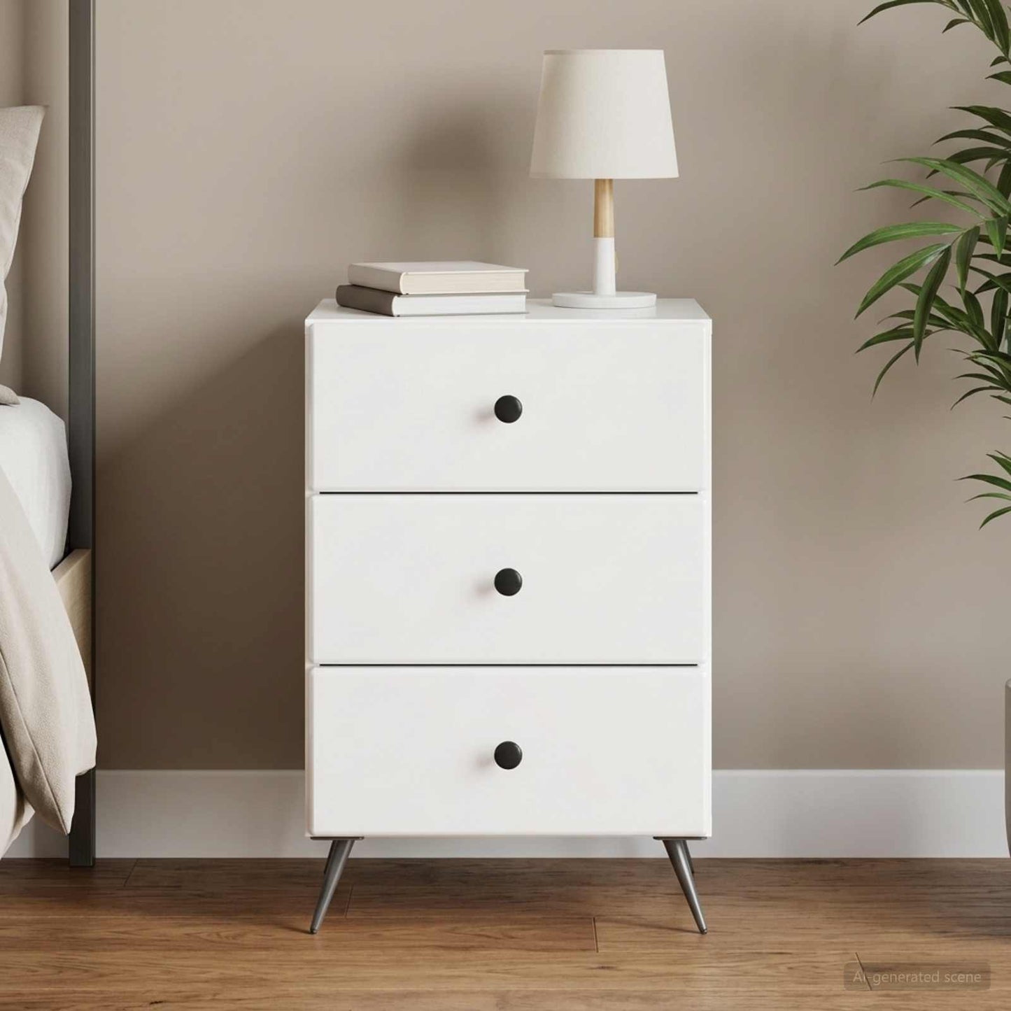 Bedside Cabinet with Drawer High Gloss White 43 x 41 x 66.5 cm