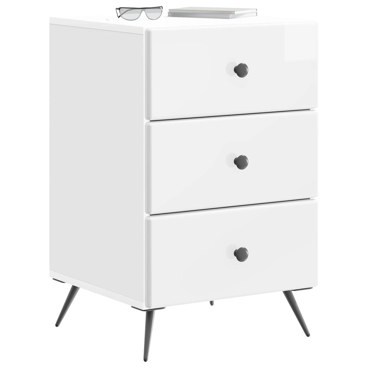 Bedside Cabinet with Drawer High Gloss White 43 x 41 x 66.5 cm