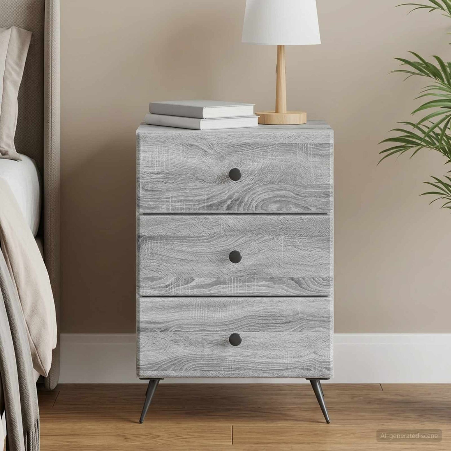 Bedside Cabinet Grey Sonoma 43 x 41 x 66.5 cm Engineered Wood