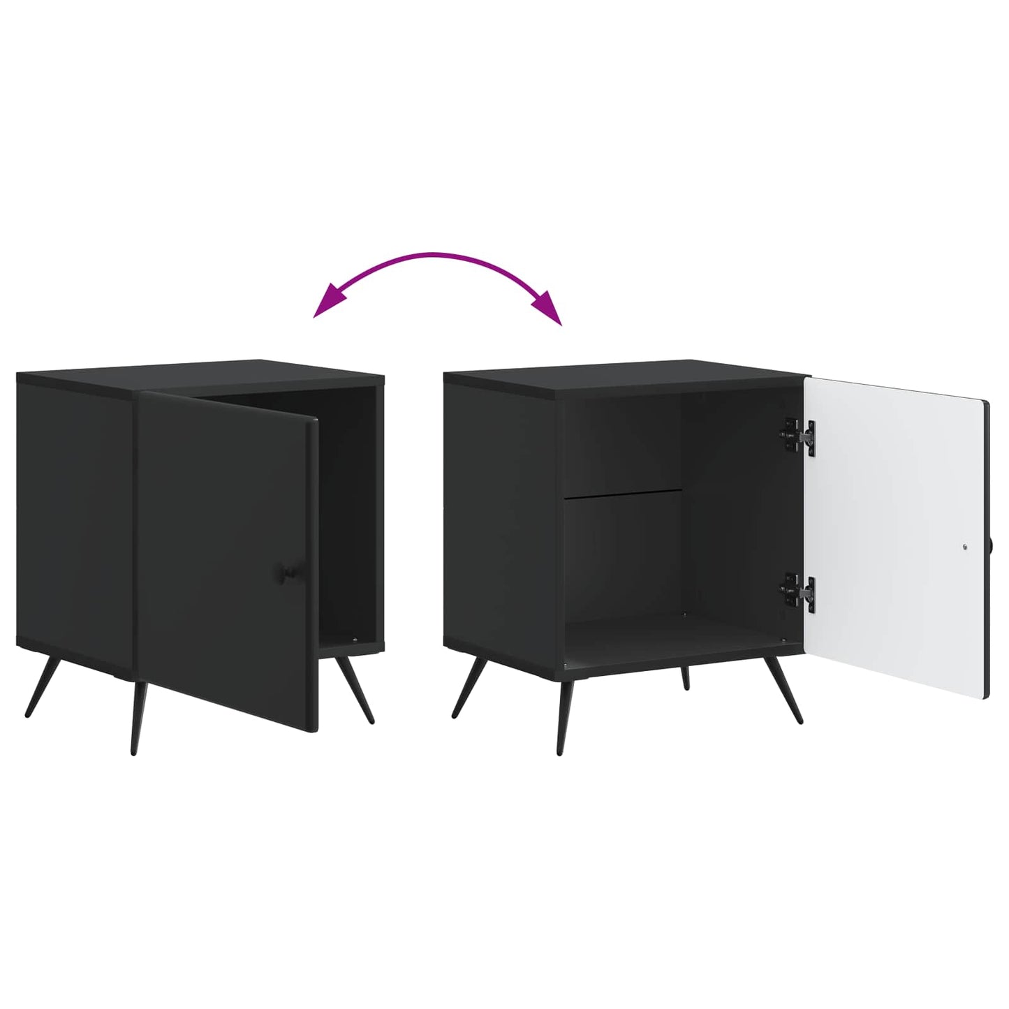Bedside Cabinet 2 pcs Black 43 x 34.5 x 50 cm Engineered Wood