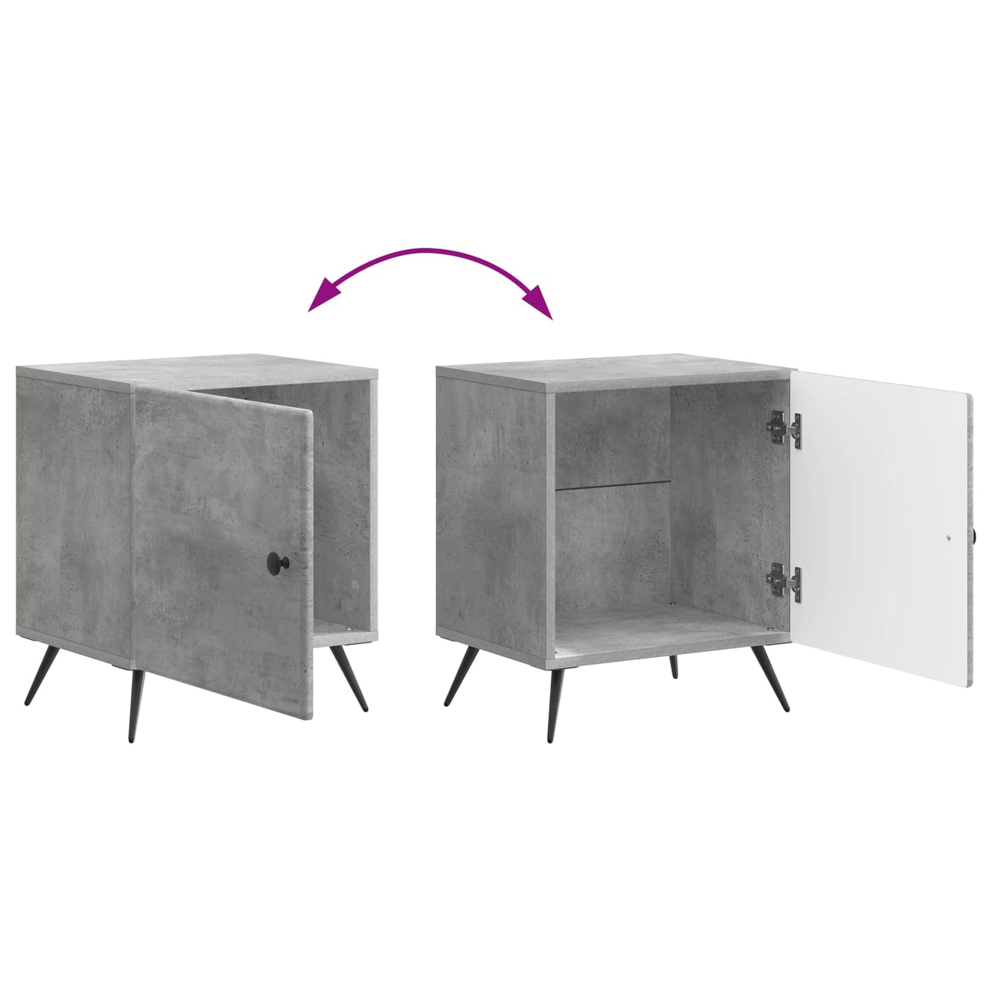 Bedside Cabinet 2 pcs Concrete Grey 43 x 34.5 x 50 cm