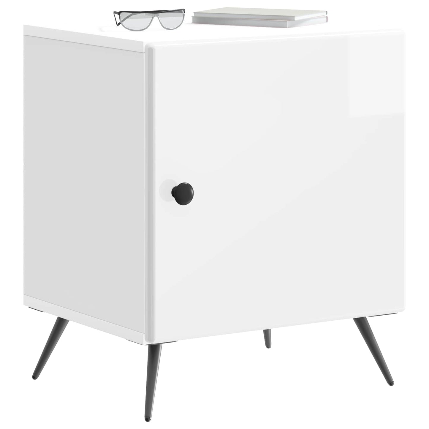 Bedside Cabinet High Gloss White 43 x 34.5 x 50 cm