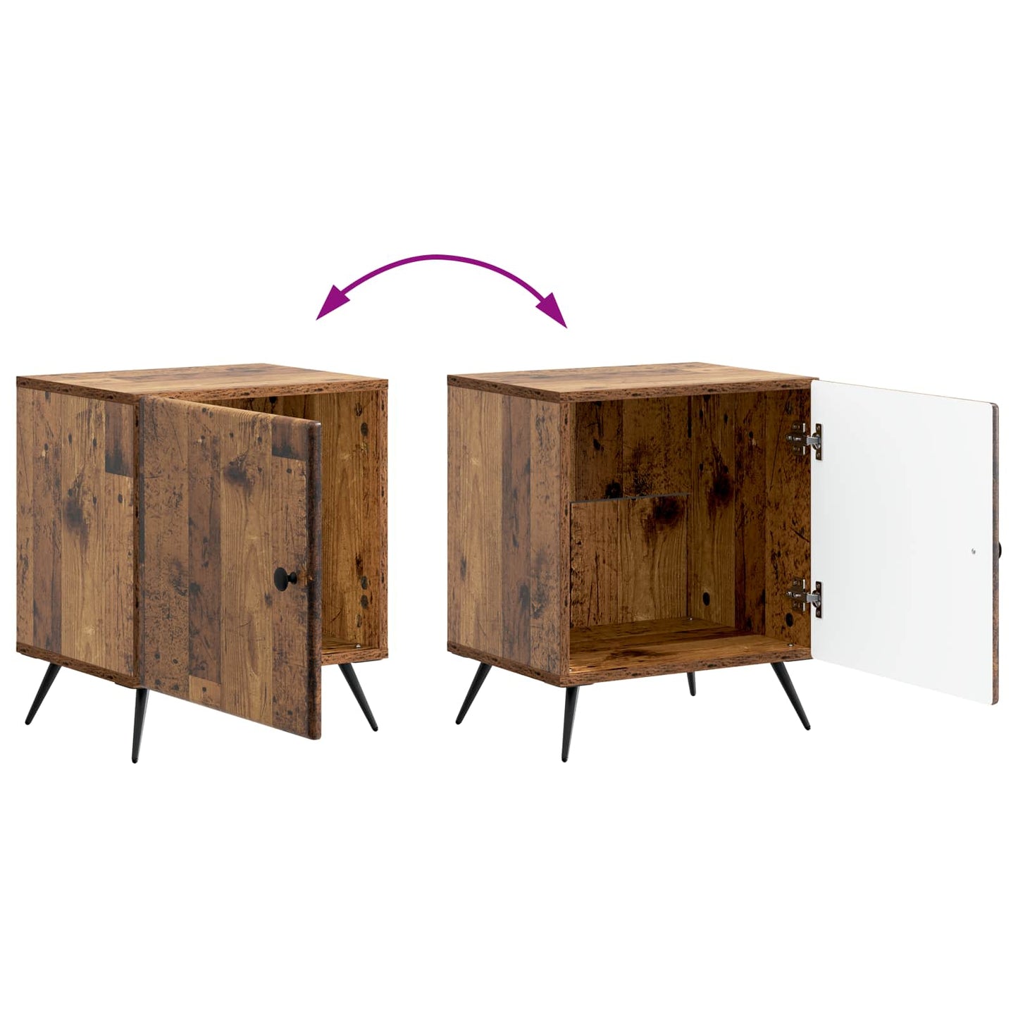 Bedside Cabinet 2 pcs Old Wood 43 x 34.5 x 50 cm