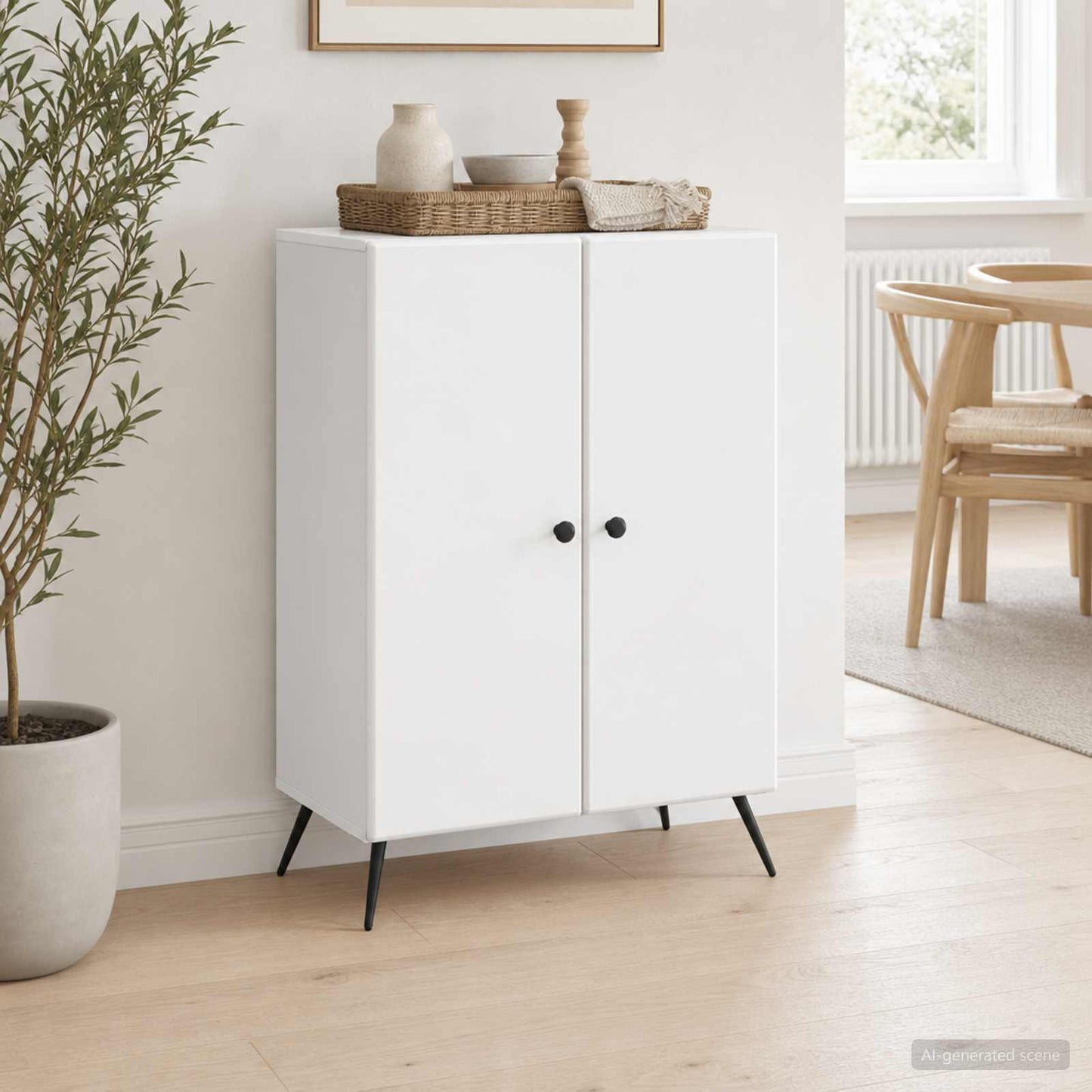Sideboard High Gloss White 66 x 34.5 x 90 cm Engineered Wood