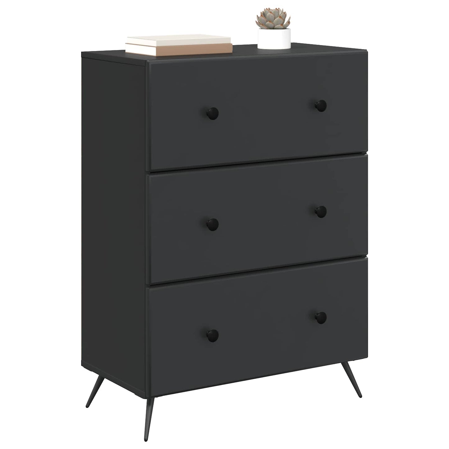 Drawer Cabinet Black 66 x 34.5 x 90 cm Engineered Wood
