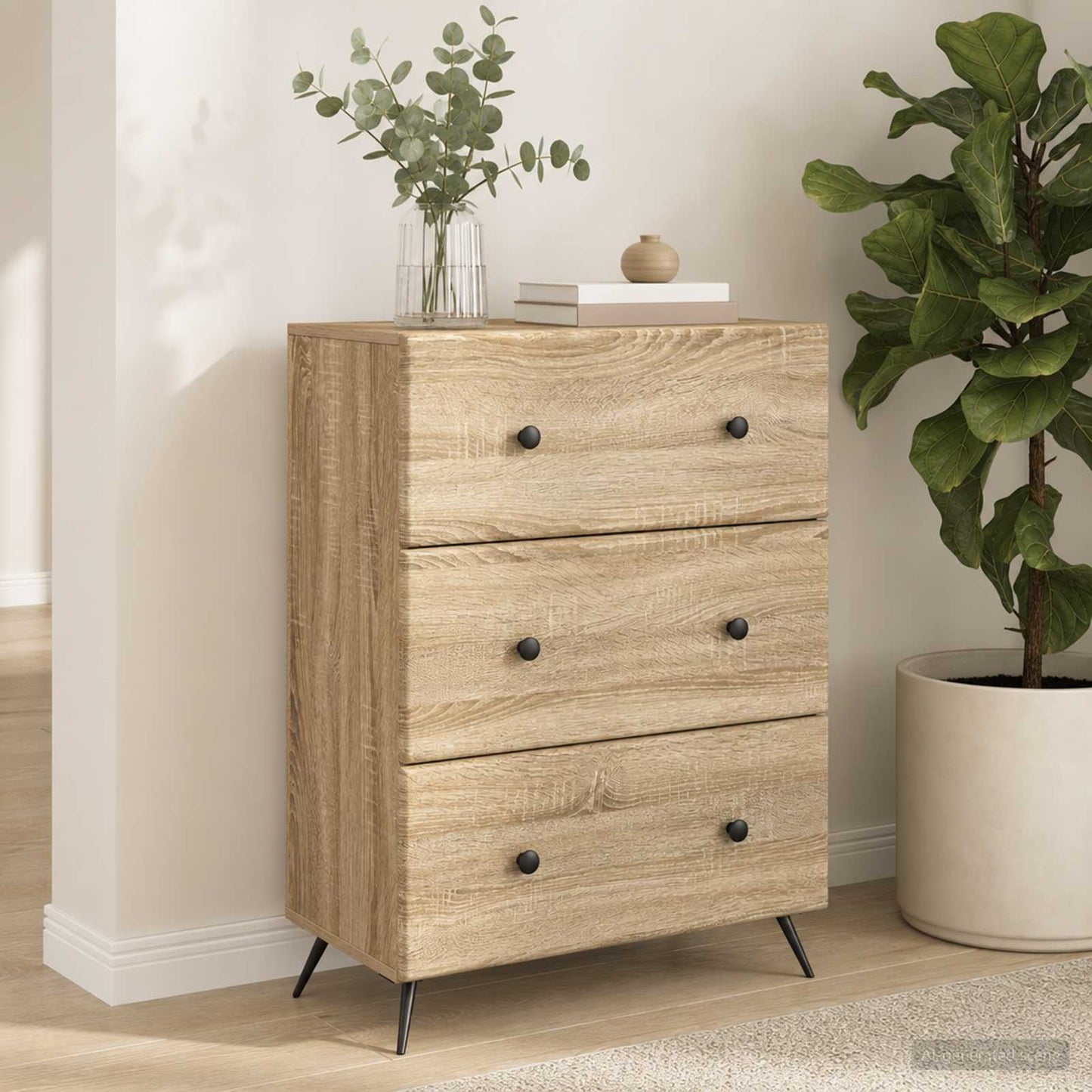 Drawer Cabinet Sonoma Oak 66 x 34.5 x 90 cm Engineered Wood