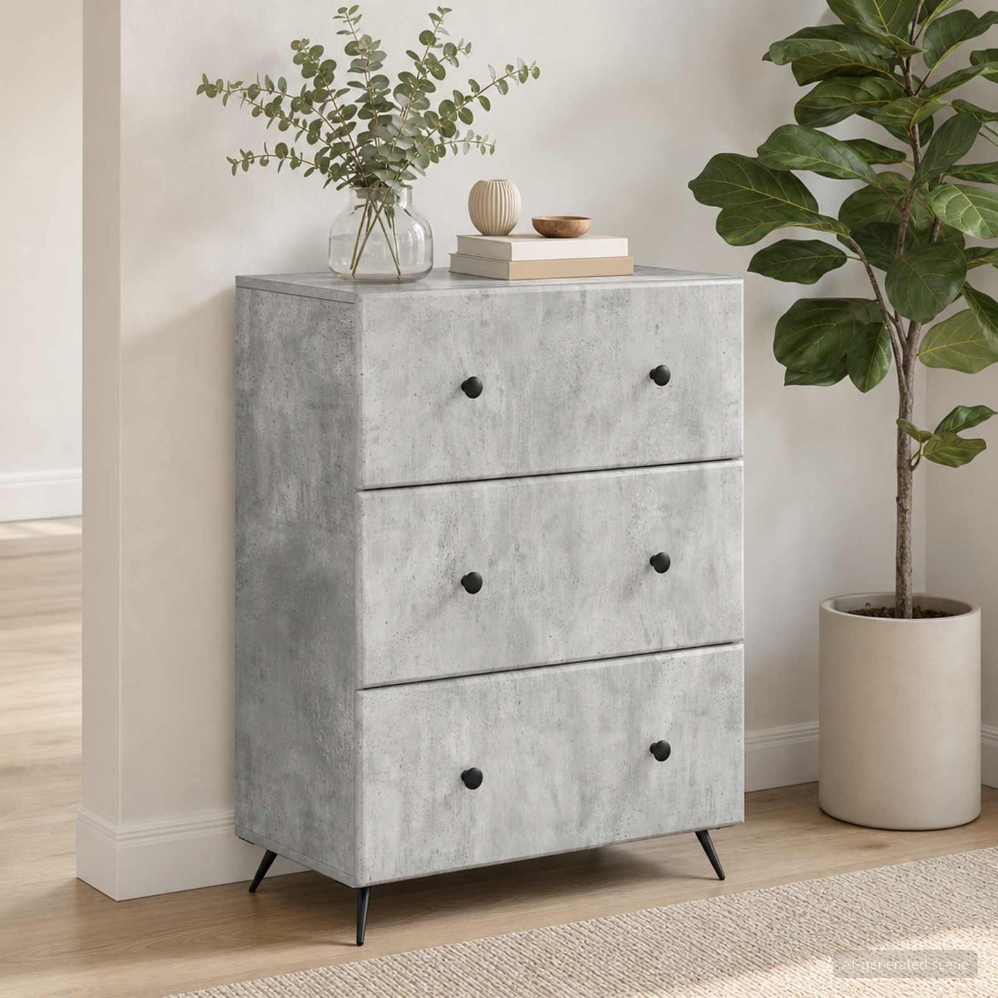 Drawer Cabinet Concrete Grey 66 x 34.5 x 90 cm Engineered Wood