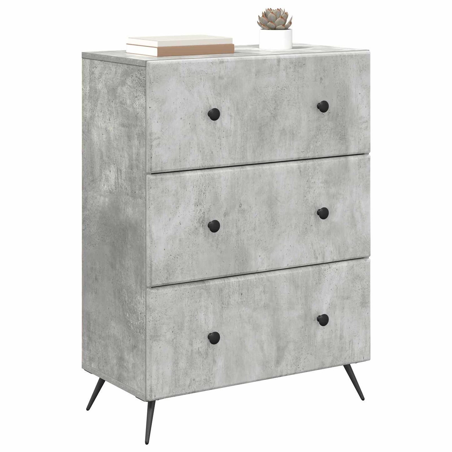 Drawer Cabinet Concrete Grey 66 x 34.5 x 90 cm Engineered Wood