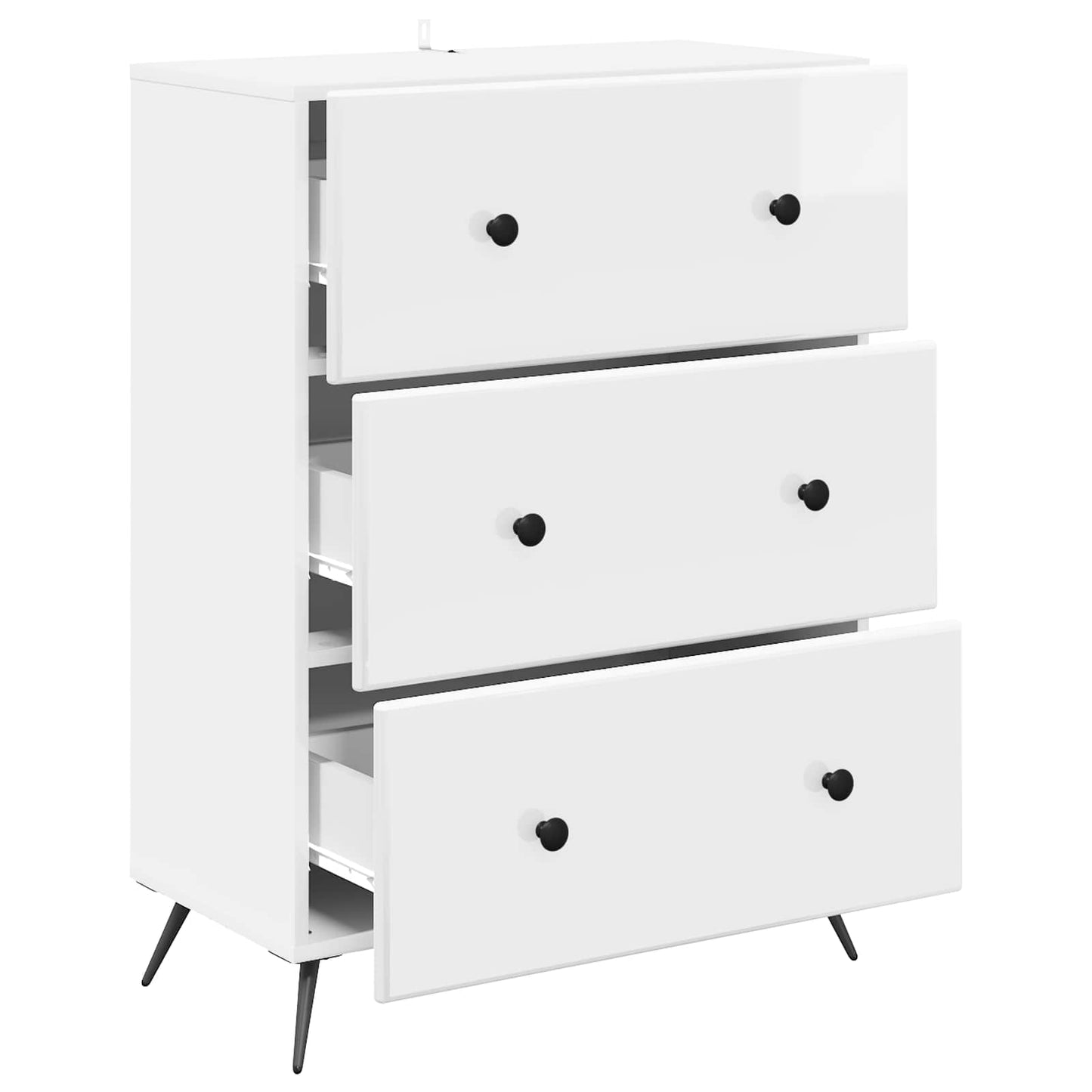 Drawer Cabinet High Gloss White 66 x 34.5 x 90 cm