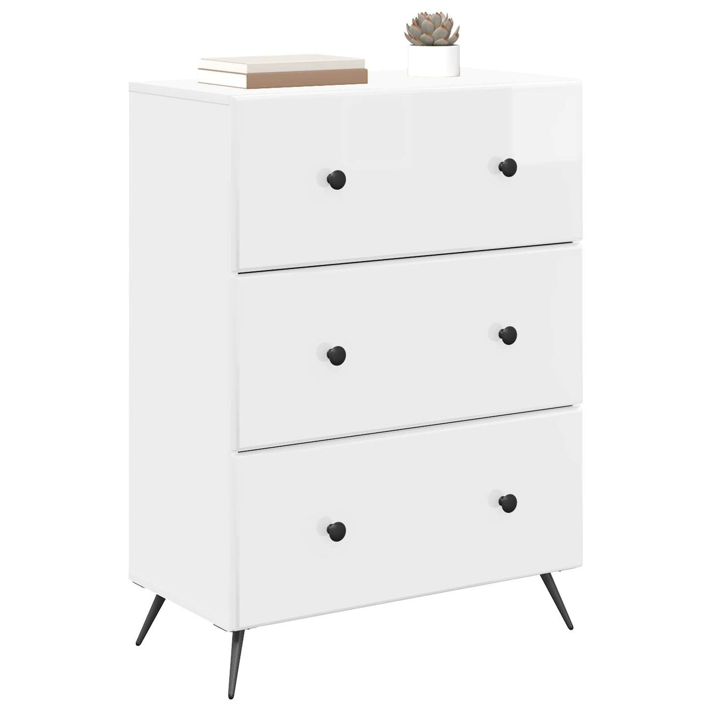 Drawer Cabinet High Gloss White 66 x 34.5 x 90 cm