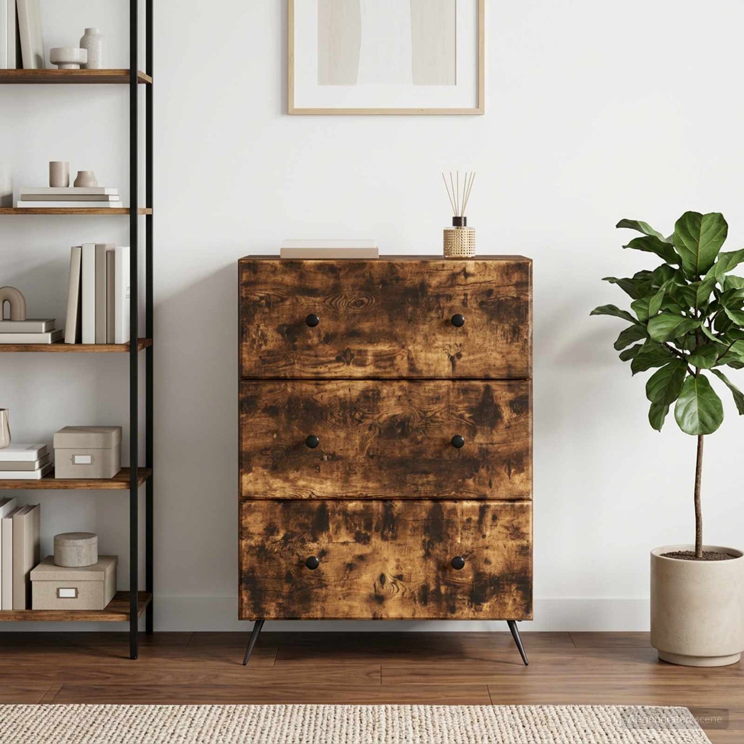 Drawer Cabinet 66 x 34.5 x 90 cm Engineered Wood Smoked Oak
