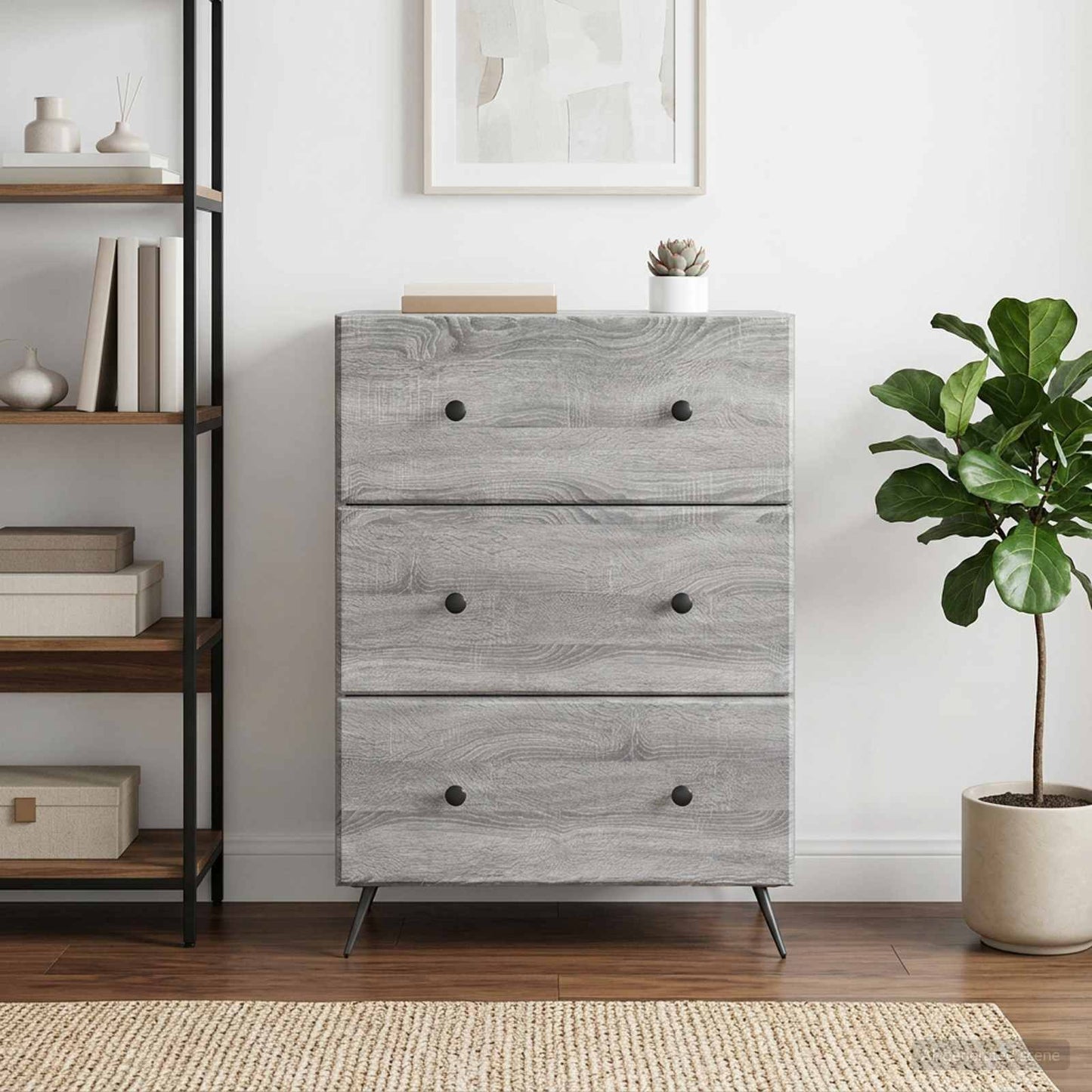 Drawer Cabinet 66 x 34.5 x 90 cm Engineered Wood Grey Sonoma
