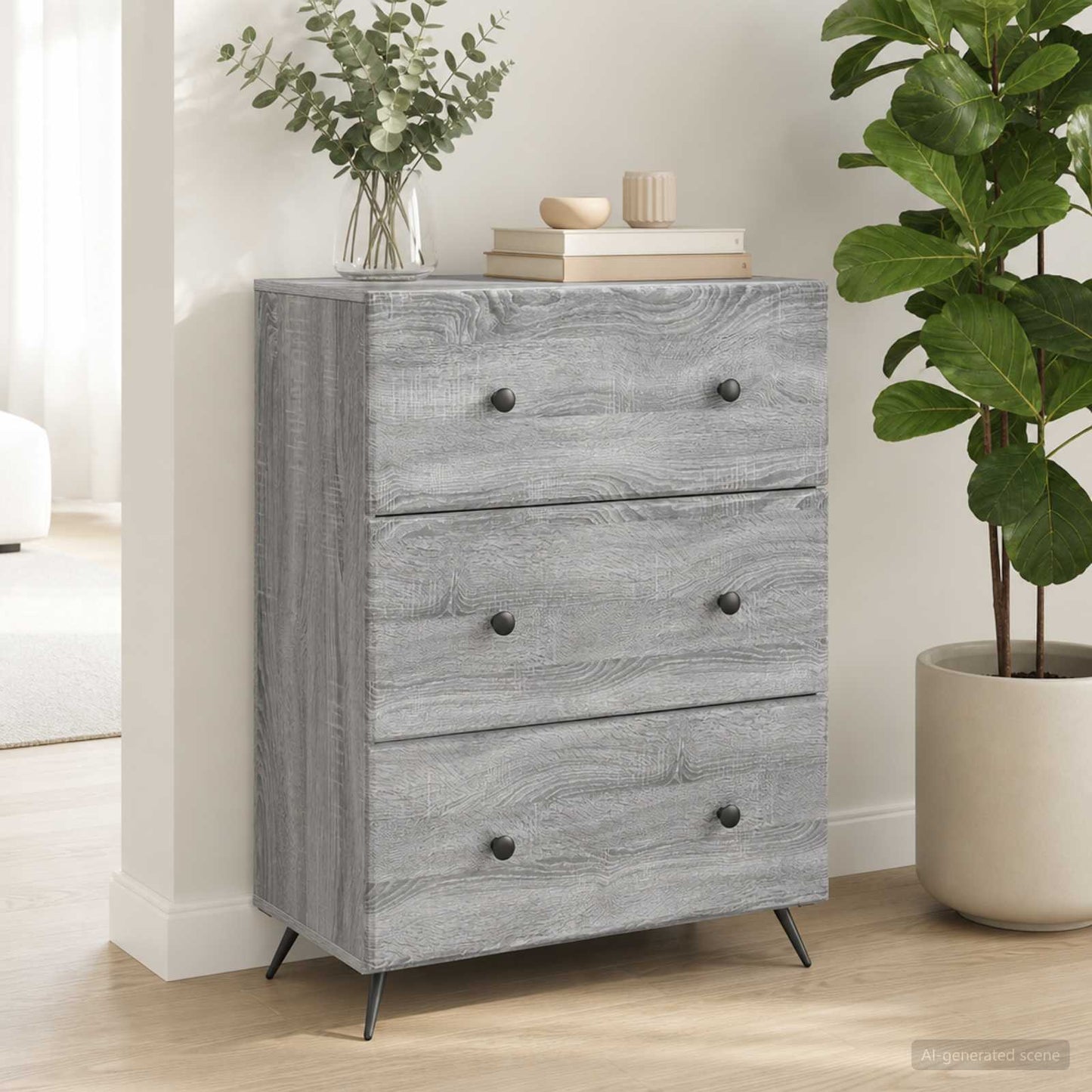 Drawer Cabinet Grey Sonoma 66 x 34.5 x 90 cm Engineered Wood