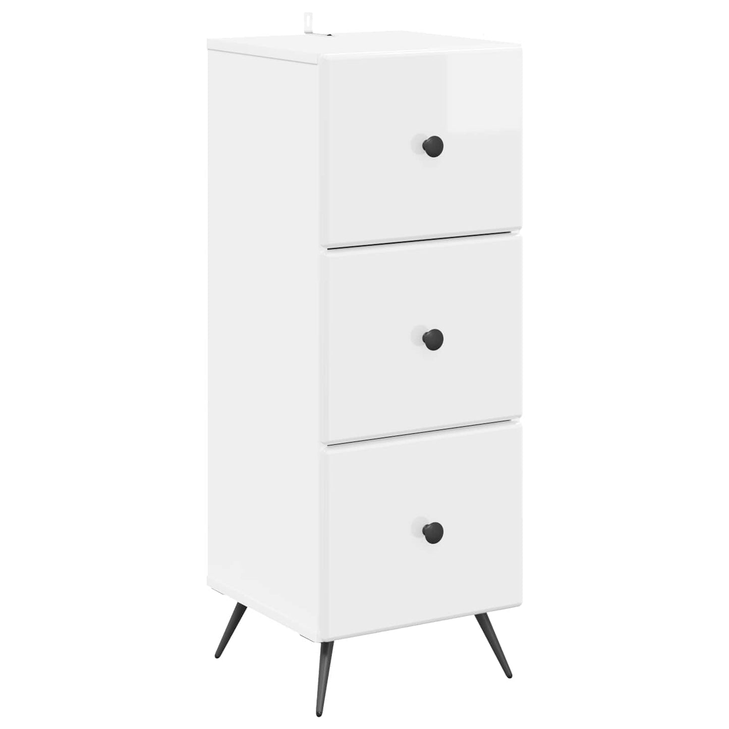 Drawer Cabinet High Gloss White 33 x 34.5 x 90 cm