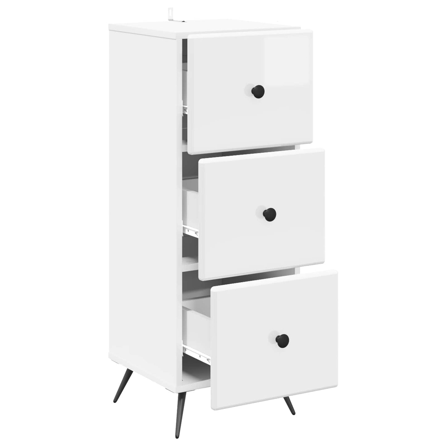 Drawer Cabinet High Gloss White 33 x 34.5 x 90 cm