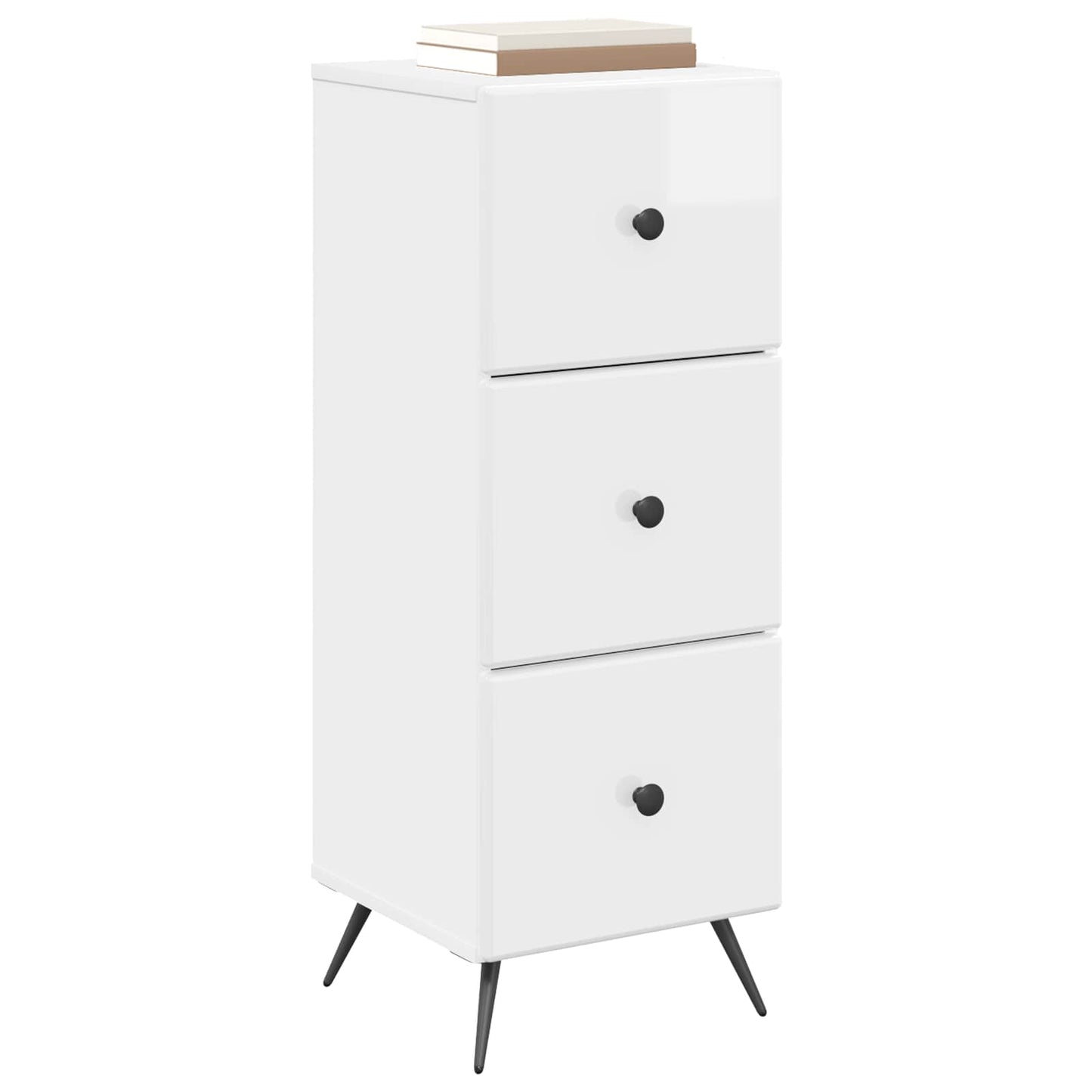 Drawer Cabinet High Gloss White 33 x 34.5 x 90 cm