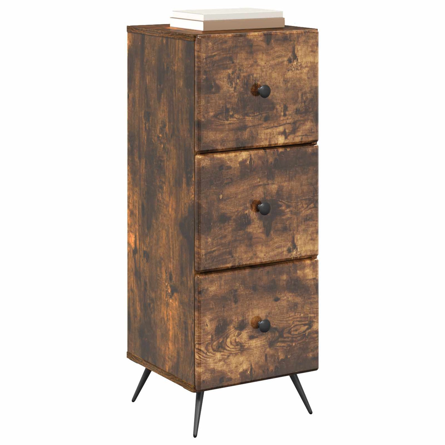 Drawer Cabinet Smoked Oak 33 x 34.5 x 90 cm Engineered Wood
