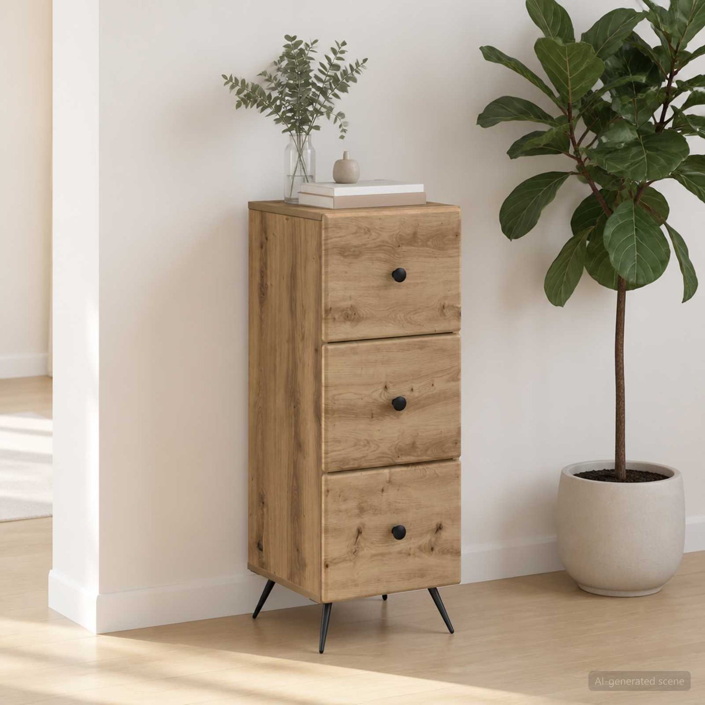 Drawer Cabinet Artisan Oak 33 x 34.5 x 90 cm Engineered Wood