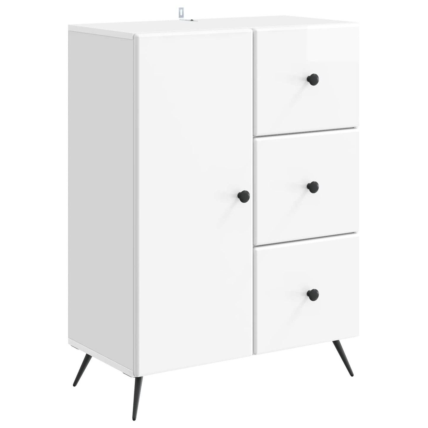 Sideboard High Gloss White 66 x 34.5 x 90 cm Engineered Wood
