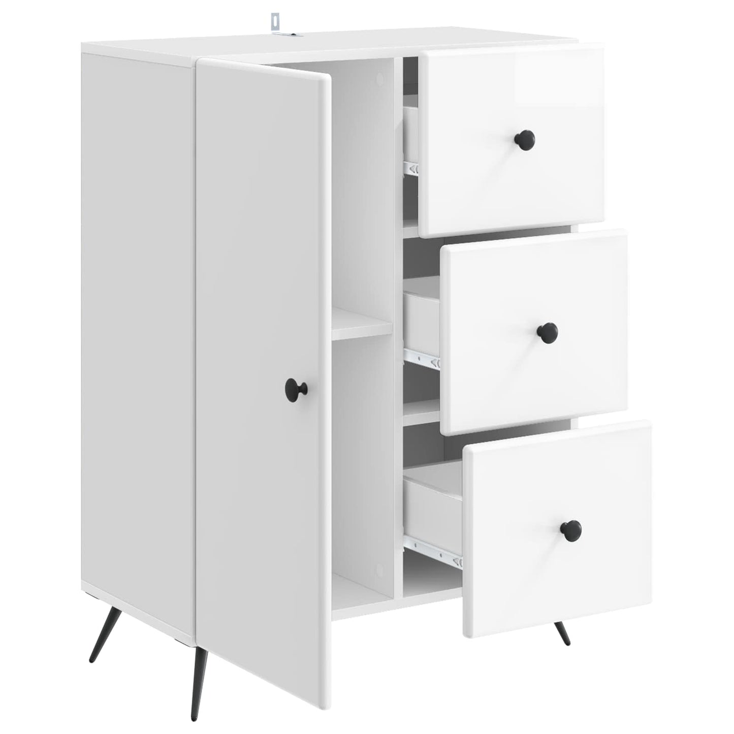 Sideboard High Gloss White 66 x 34.5 x 90 cm Engineered Wood