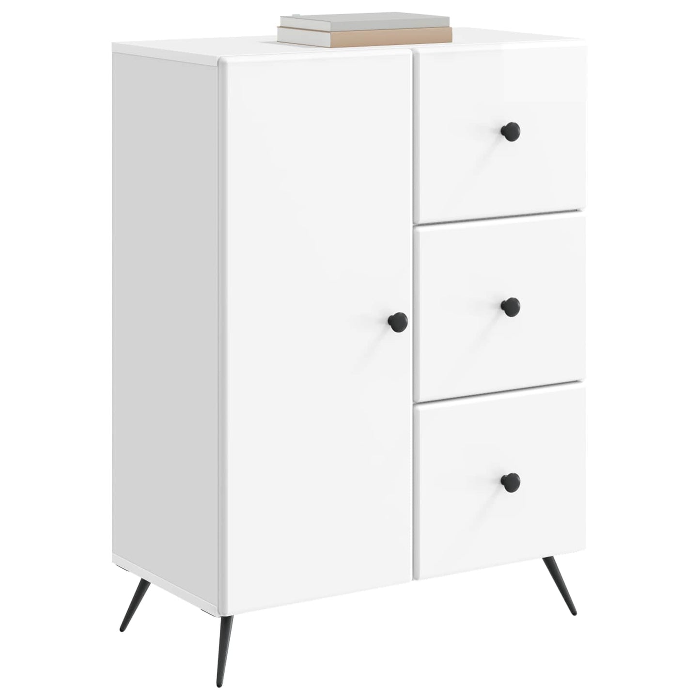 Sideboard High Gloss White 66 x 34.5 x 90 cm Engineered Wood