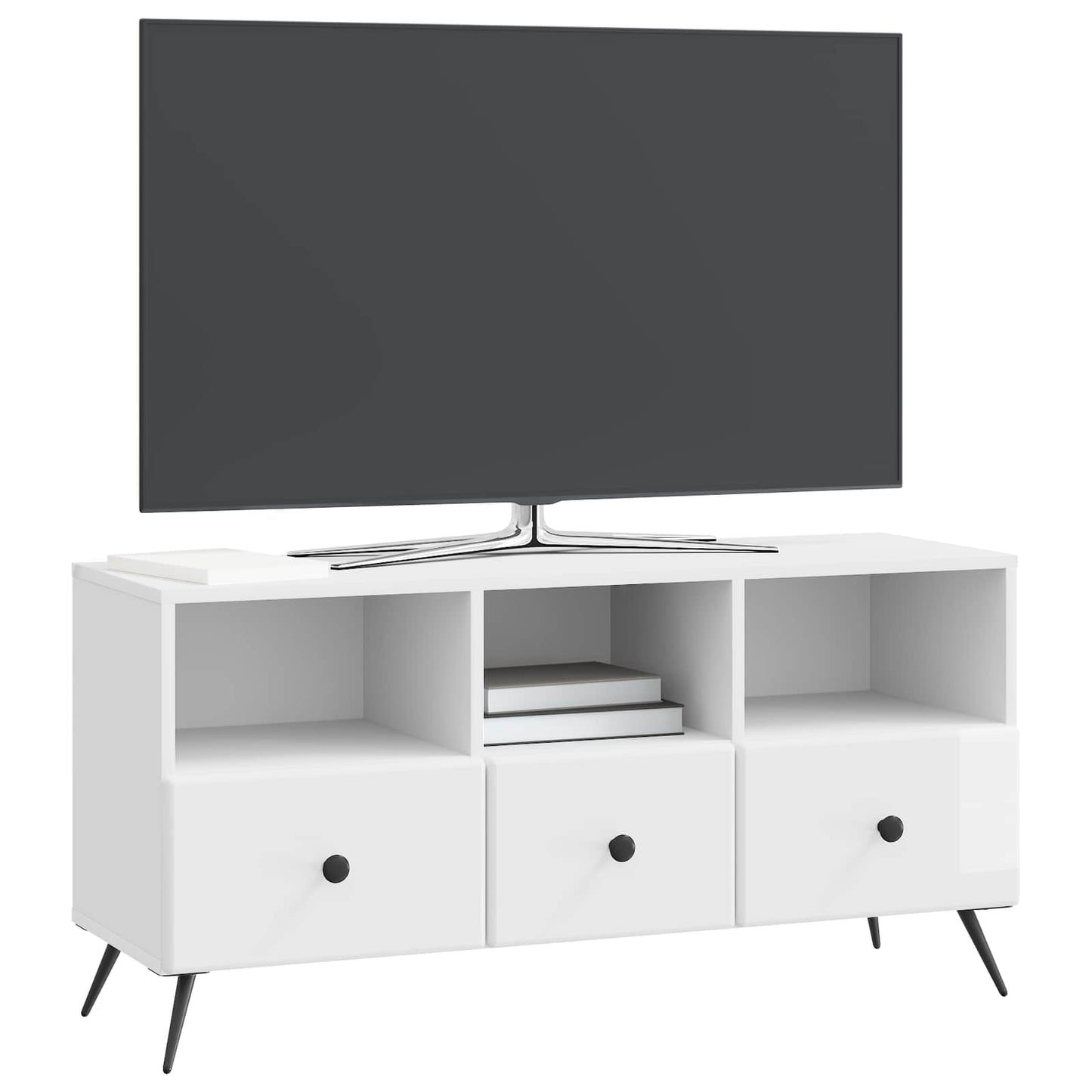 TV Cabinet High Gloss White 102 x 34.5 x 50 cm Engineered Wood