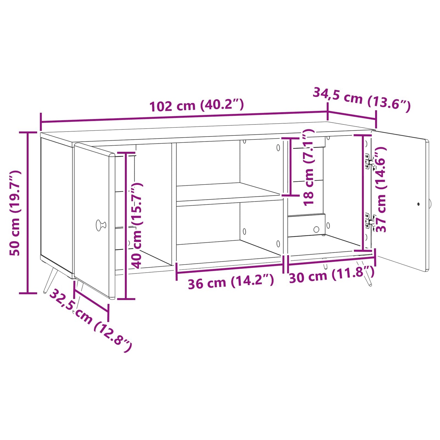 TV Cabinet Concrete Grey 102 x 34.5 x 50 cm Engineered Wood