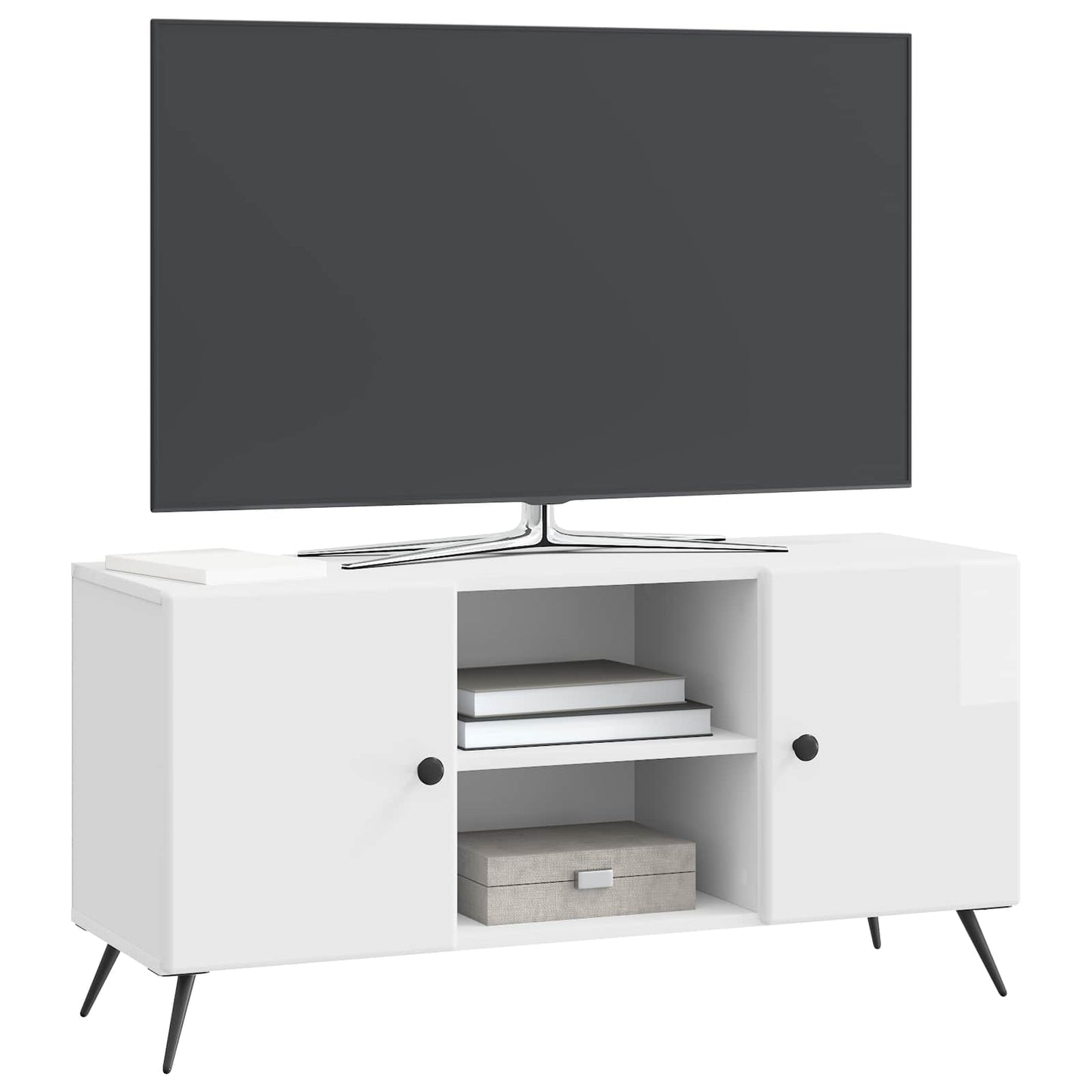 TV Cabinet High Gloss White 102 x 34.5 x 50 cm Engineered Wood