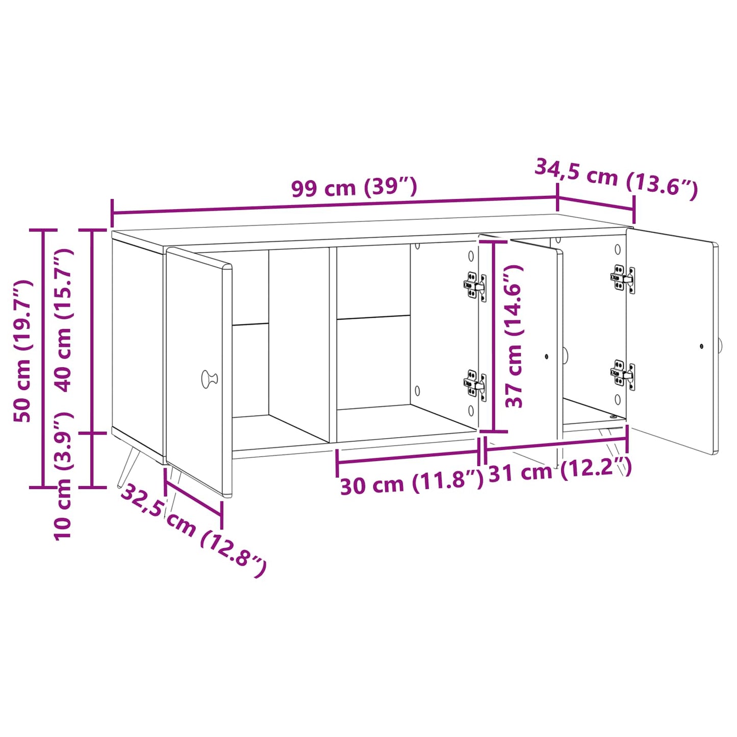 TV Cabinet Artisan Oak 99 x 34.5 x 50 cm Engineered Wood