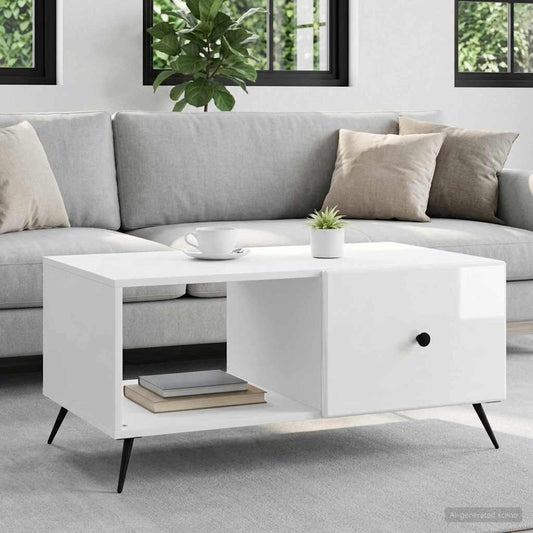Coffee Table High Gloss White 90 x 50 x 40 cm Engineered Wood