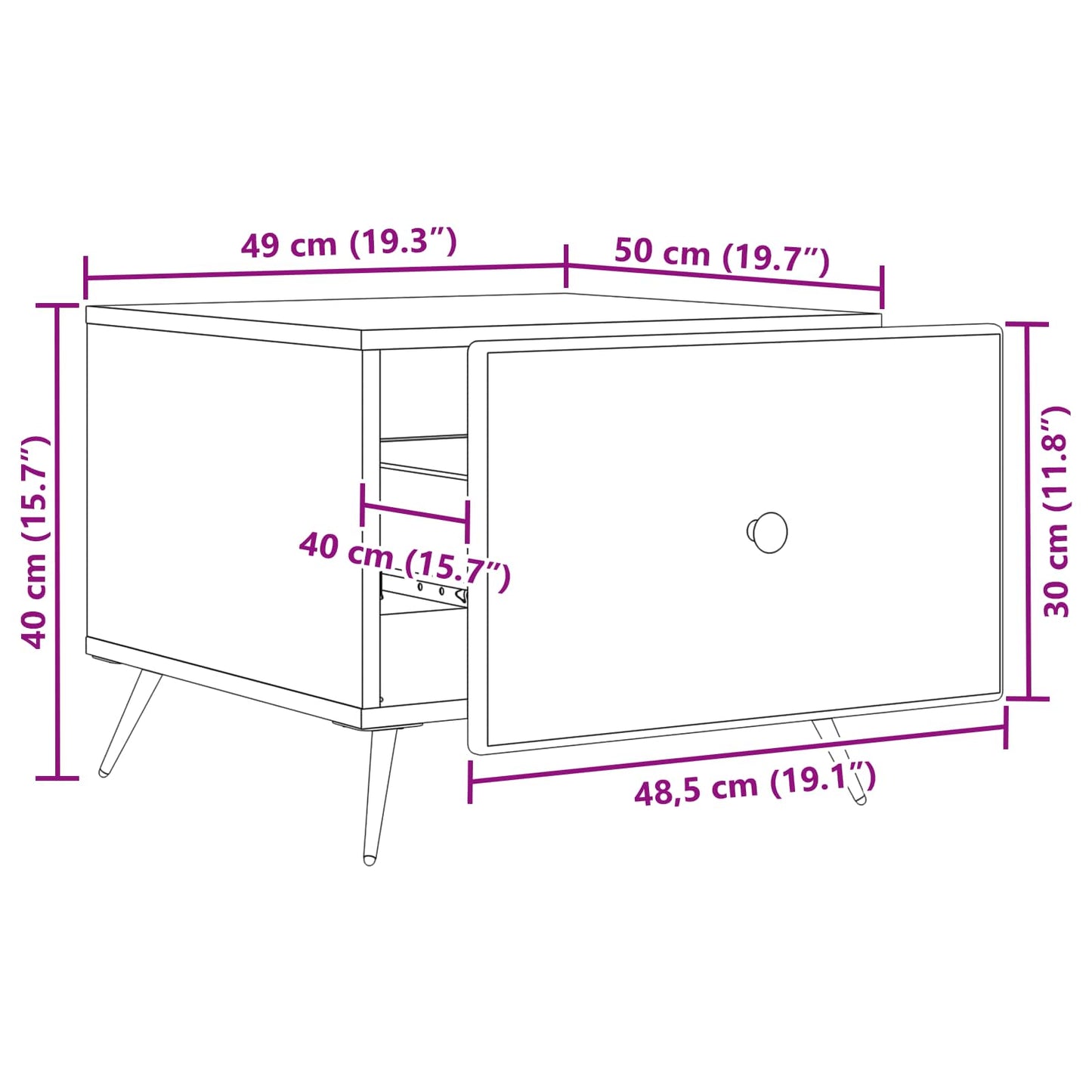 Coffee Table Sonoma Oak 49 x 50 x 40 cm Engineered Wood