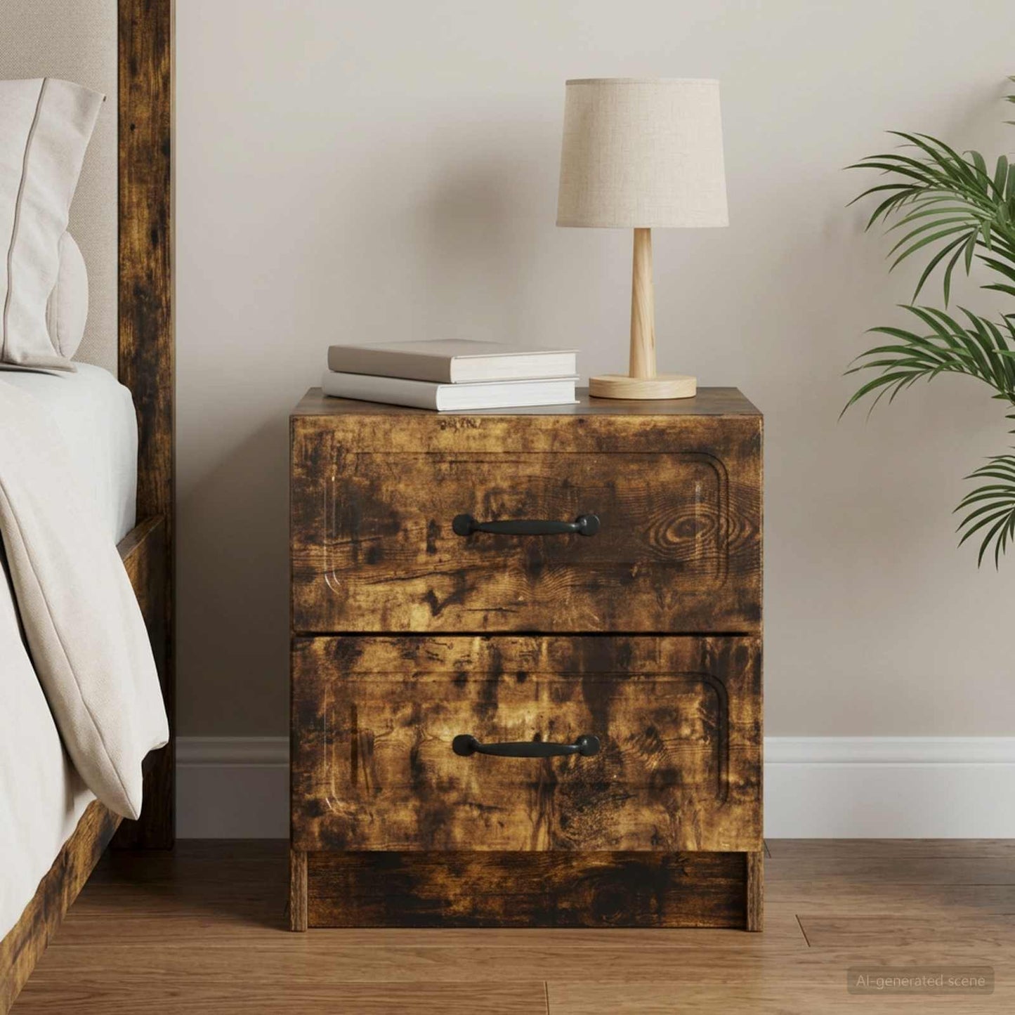Bedside Cabinet Smoked Oak 43 x 34.5 x 44.5 cm Engineered Wood