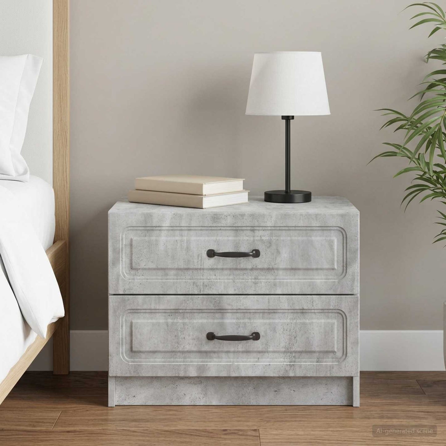 Bedside Cabinet with Drawer Concrete Grey 62 x 34.5 x 44.5 cm