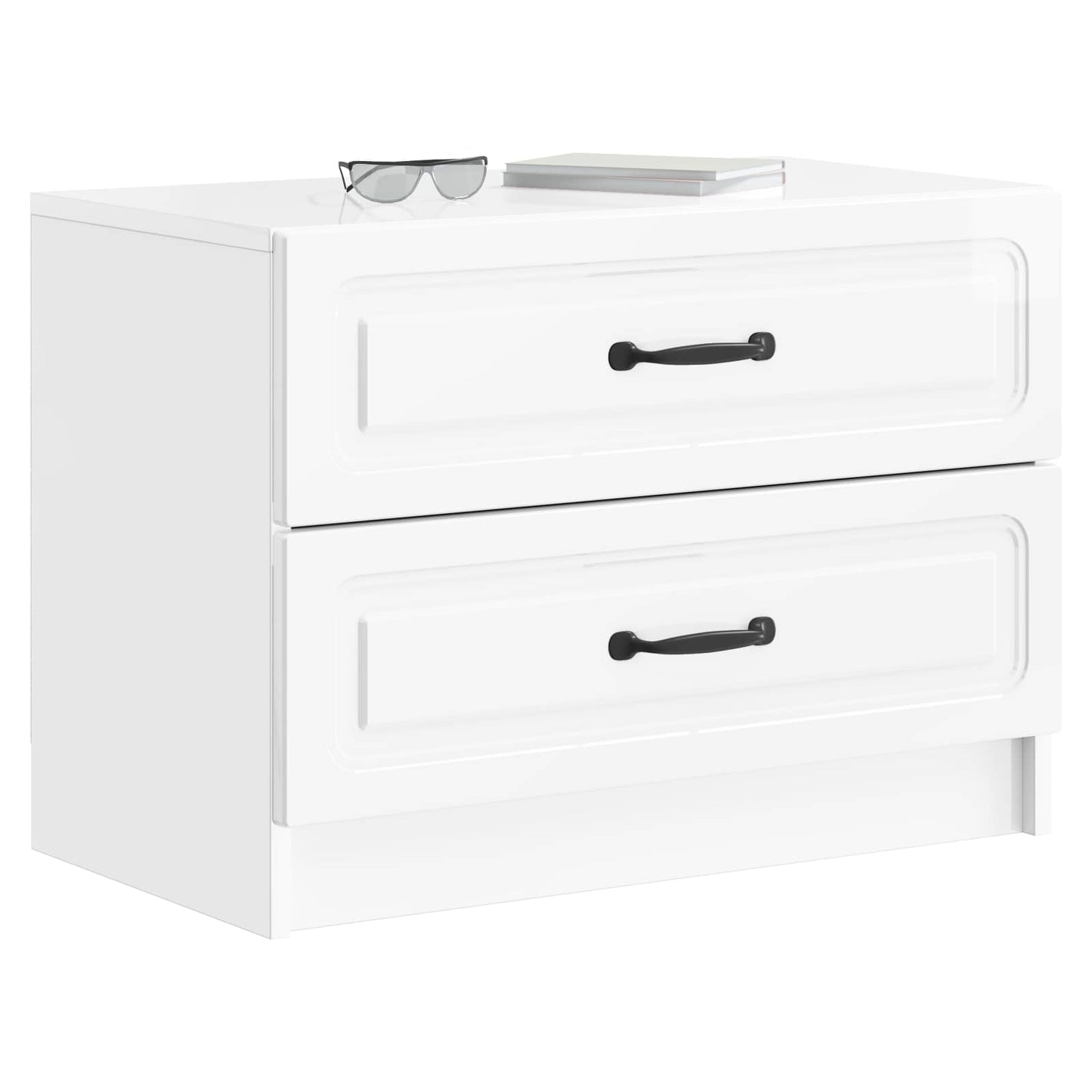 Bedside Cabinet High Gloss White 62 x 34.5 x 44.5 cm