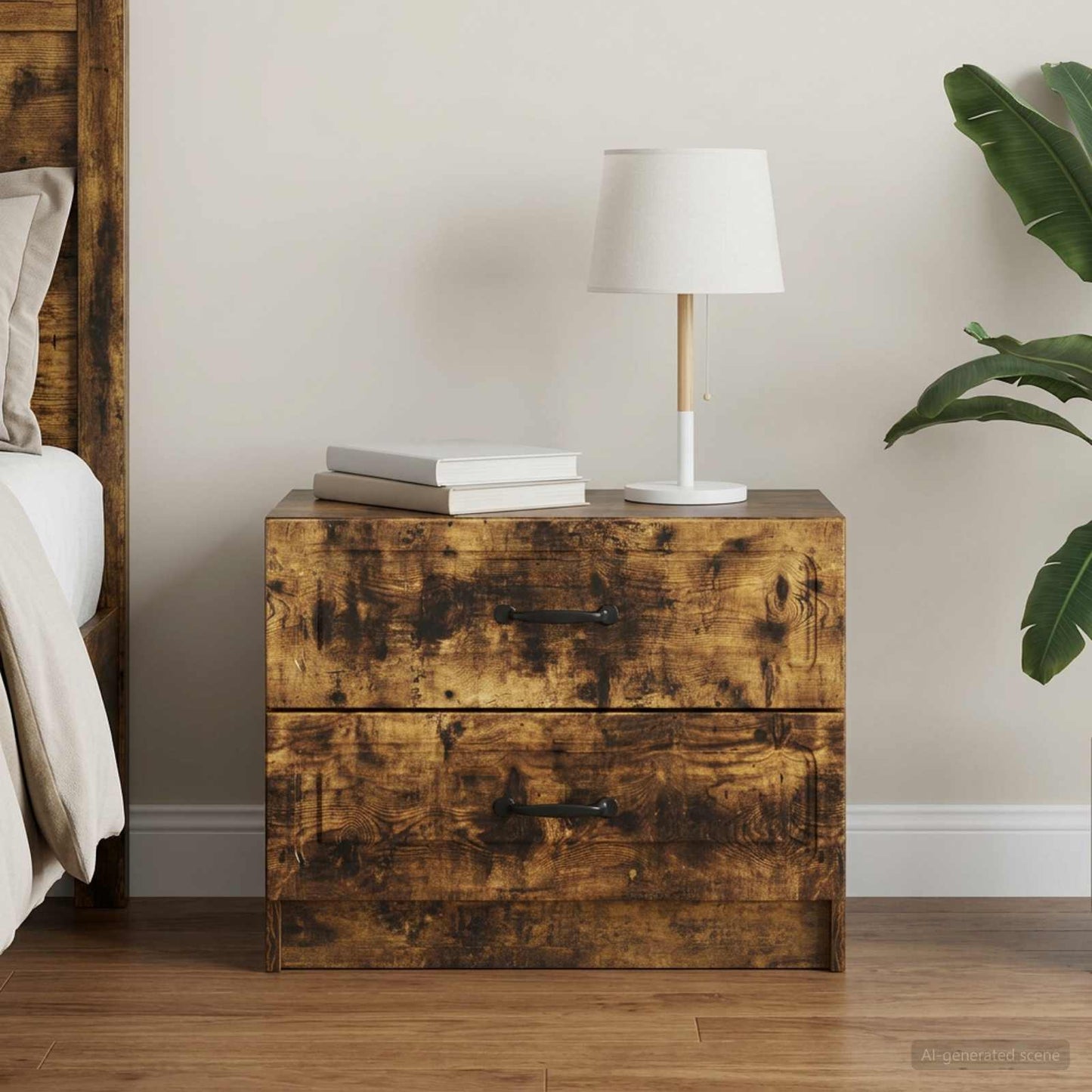Bedside Cabinet Smoked Oak 62 x 34.5 x 44.5 cm Engineered Wood