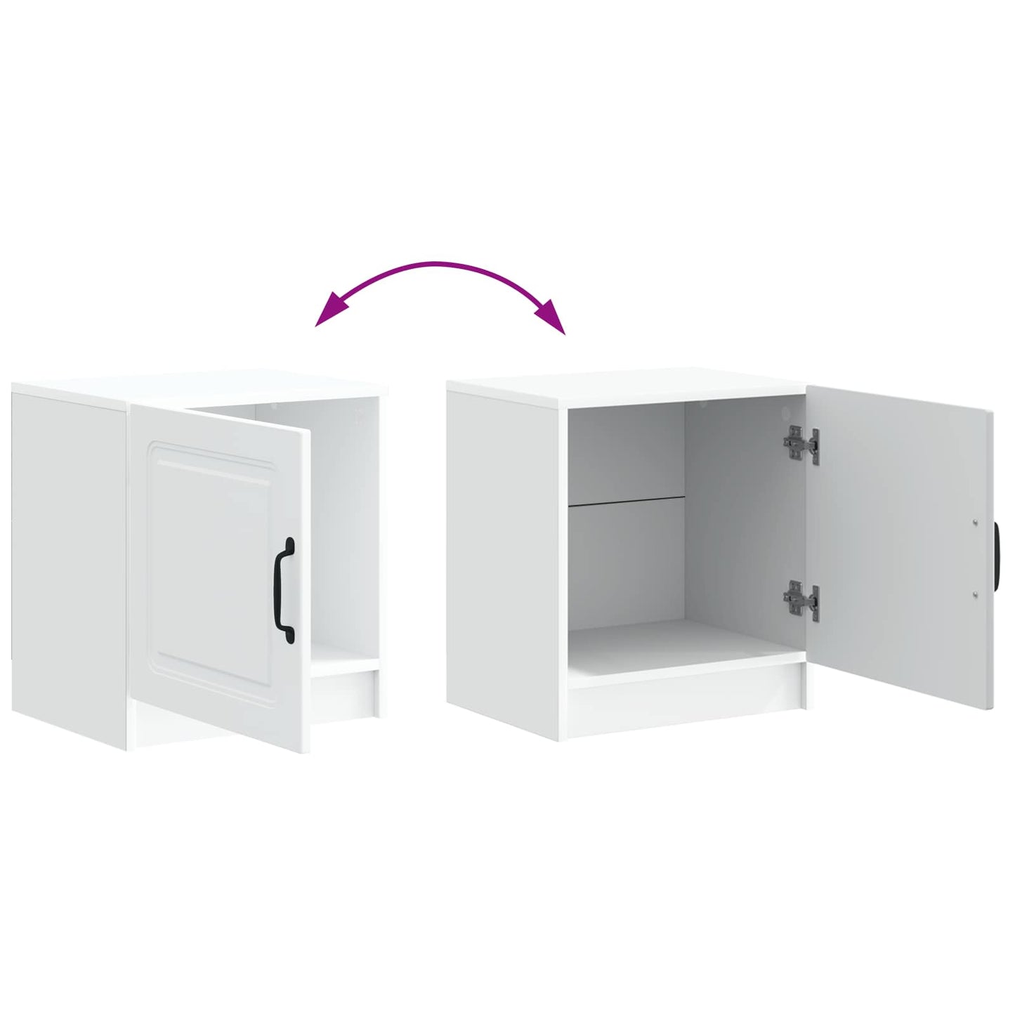 Bedside Cabinet White 43 x 34.5 x 47 cm Engineered Wood