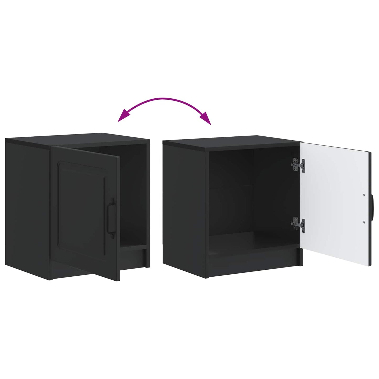 Bedside Cabinet 2 pcs Black 43 x 34.5 x 47 cm Engineered Wood