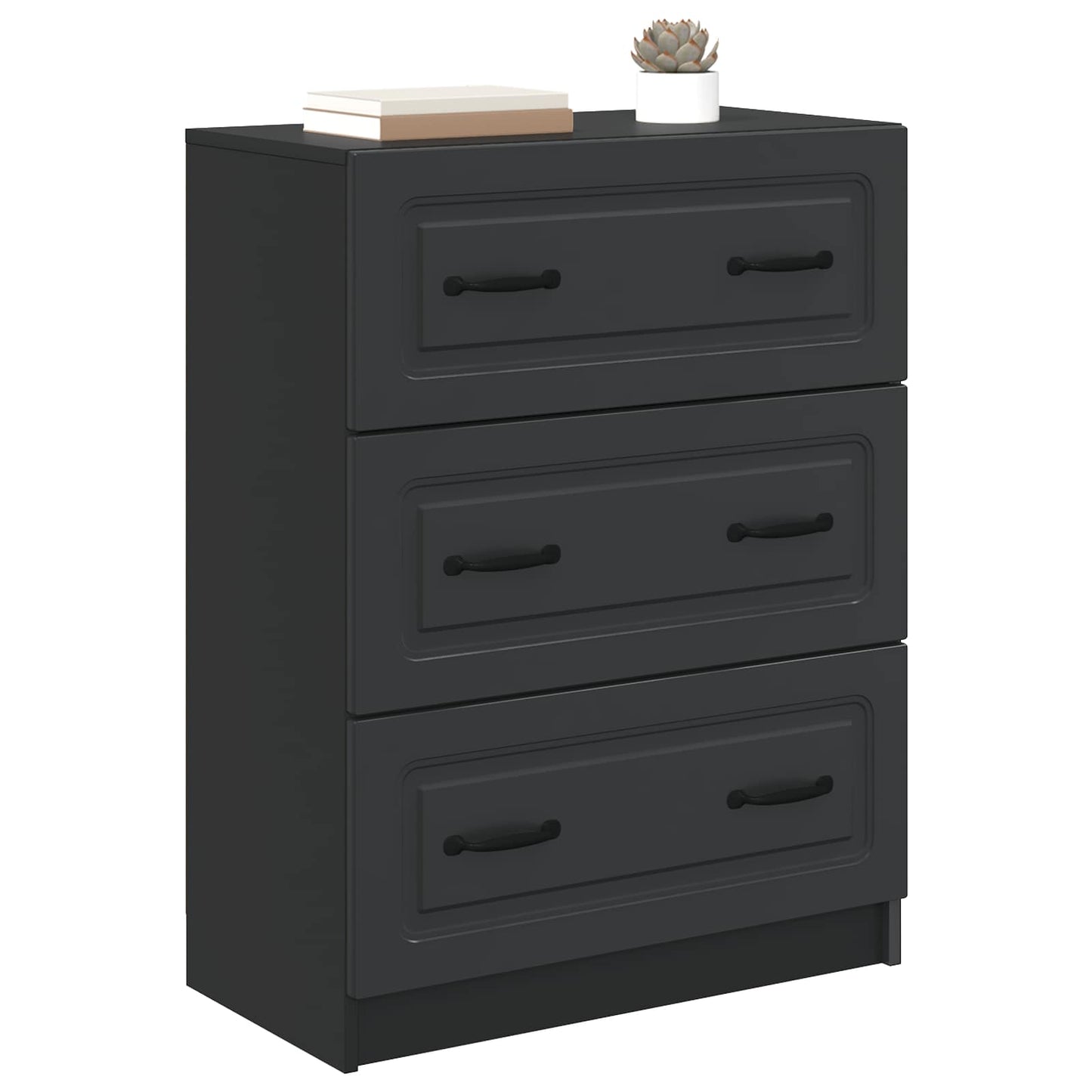 Drawer Cabinet Black 66 x 34.5 x 87 cm Engineered Wood