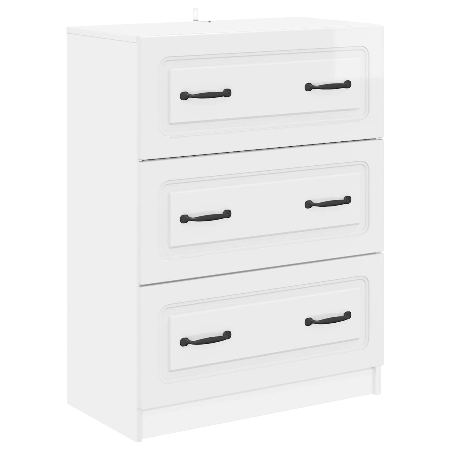 Drawer Cabinet High Gloss White 66 x 34.5 x 87 cm