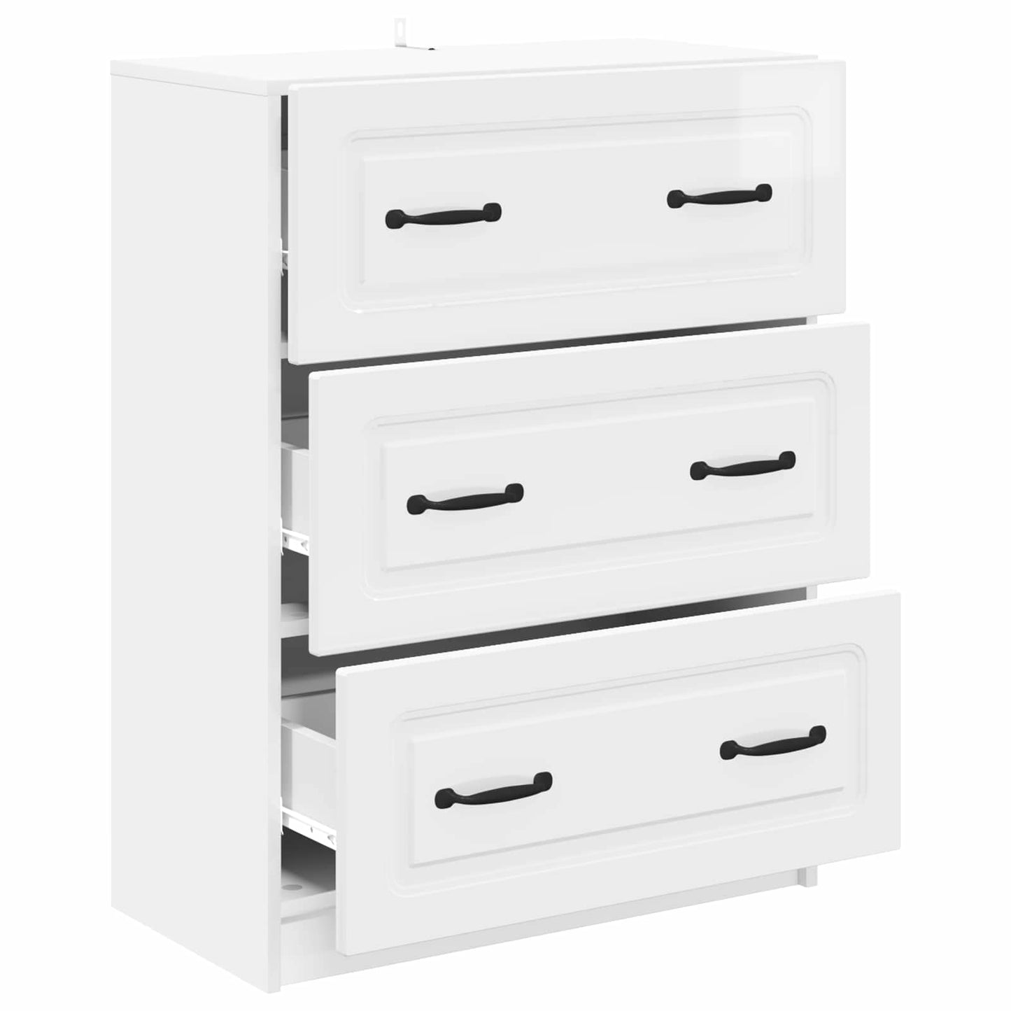 Drawer Cabinet High Gloss White 66 x 34.5 x 87 cm
