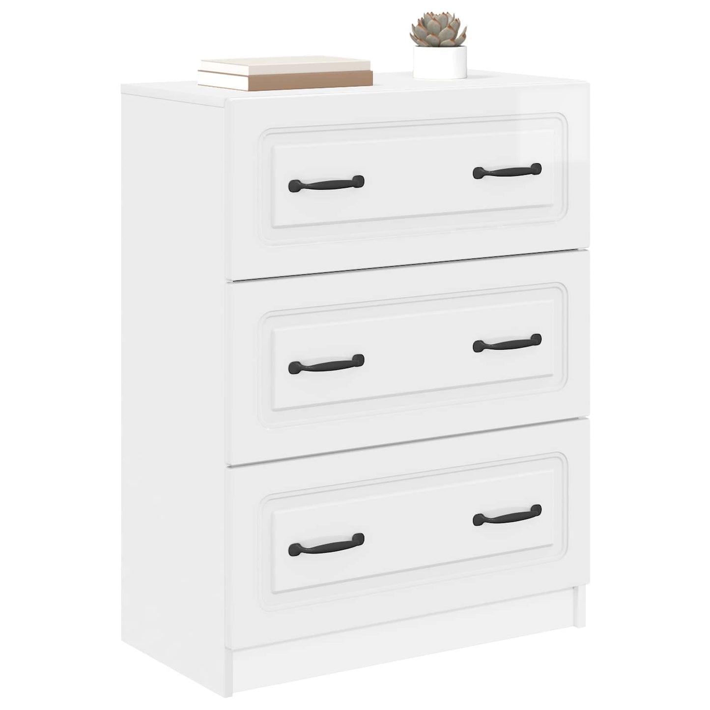 Drawer Cabinet High Gloss White 66 x 34.5 x 87 cm