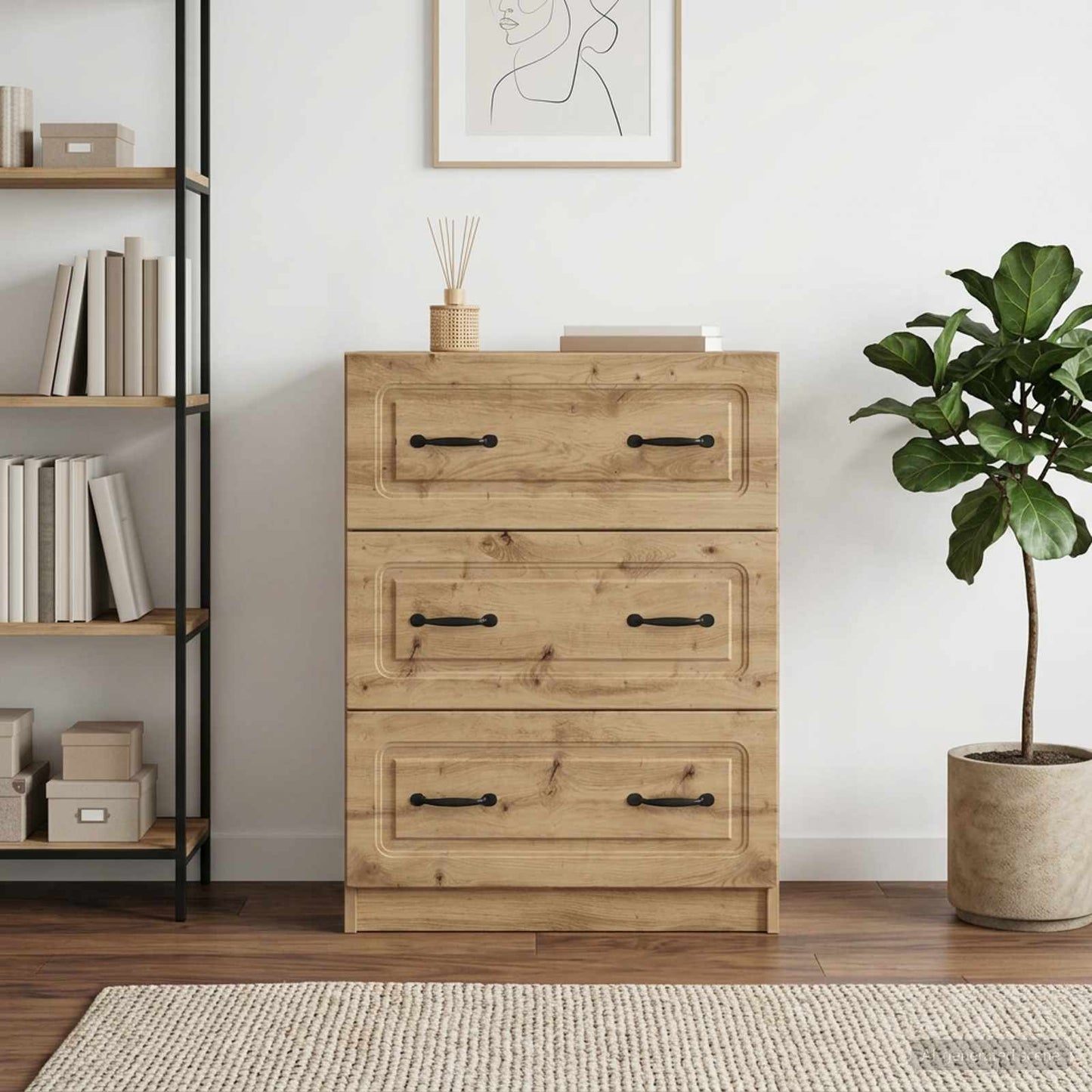 Drawer Cabinet Artisan Oak 66 x 34.5 x 87 cm Engineered Wood
