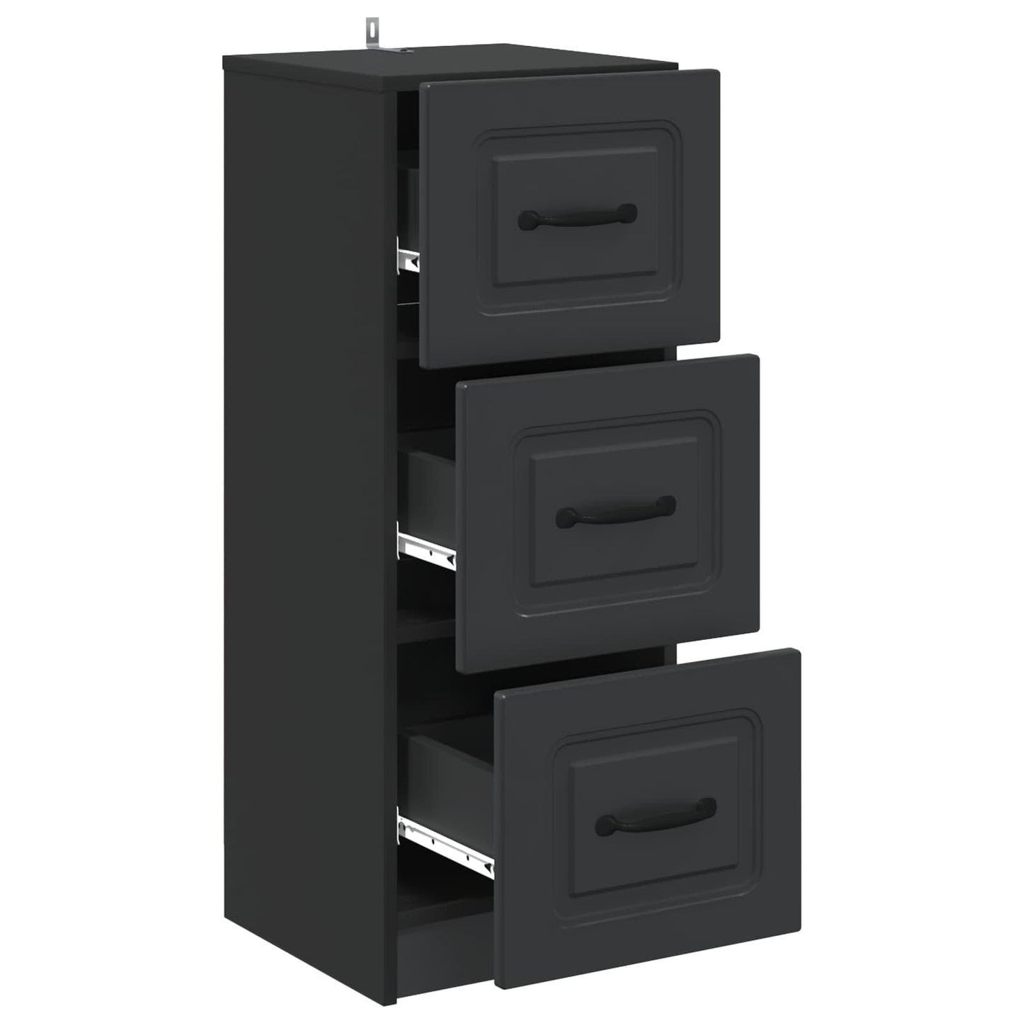 Drawer Cabinet Black 33 x 34.5 x 87 cm Engineered Wood